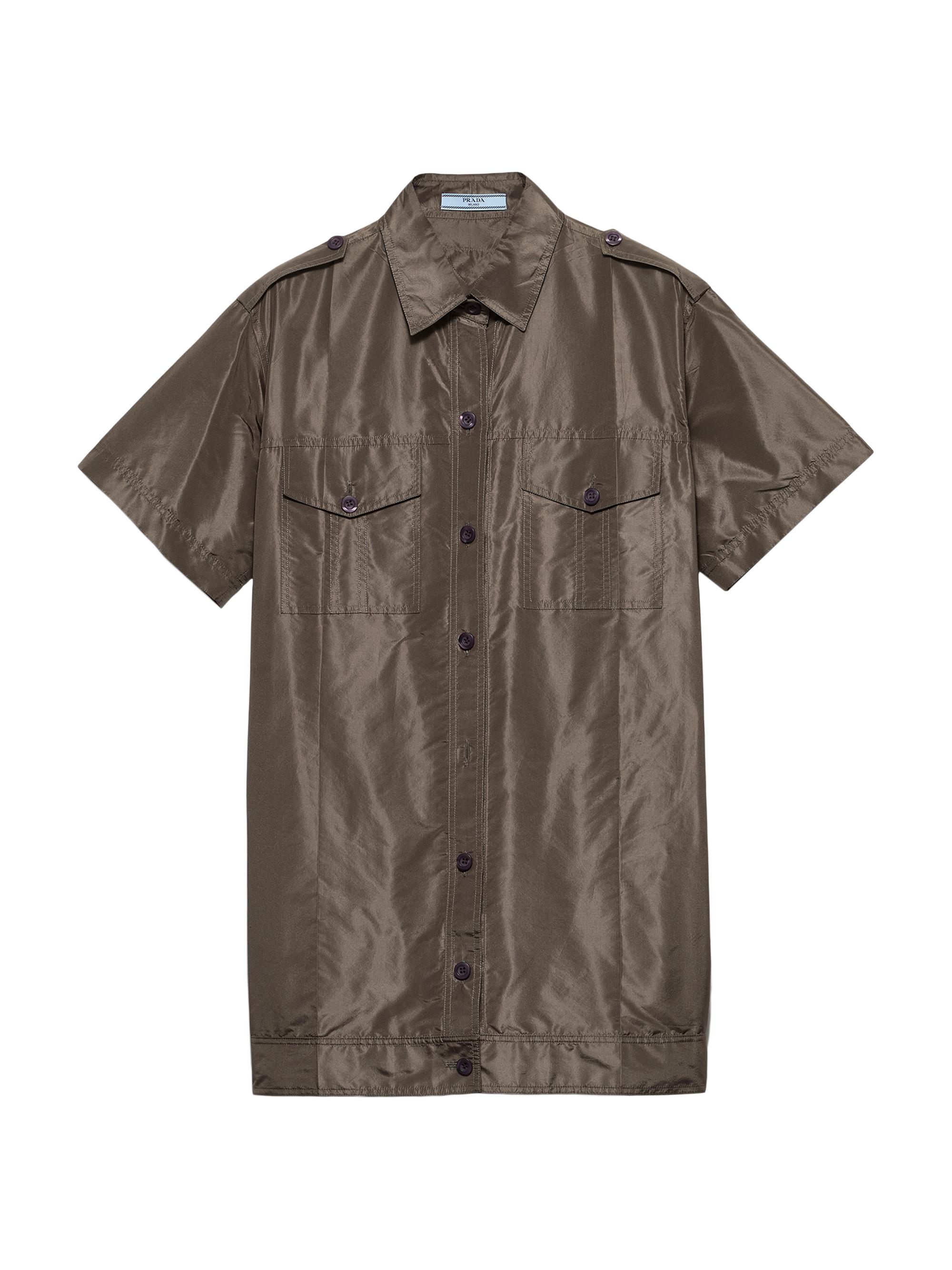 Prada Women's Short-Sleeved Taffeta Shirt - Green