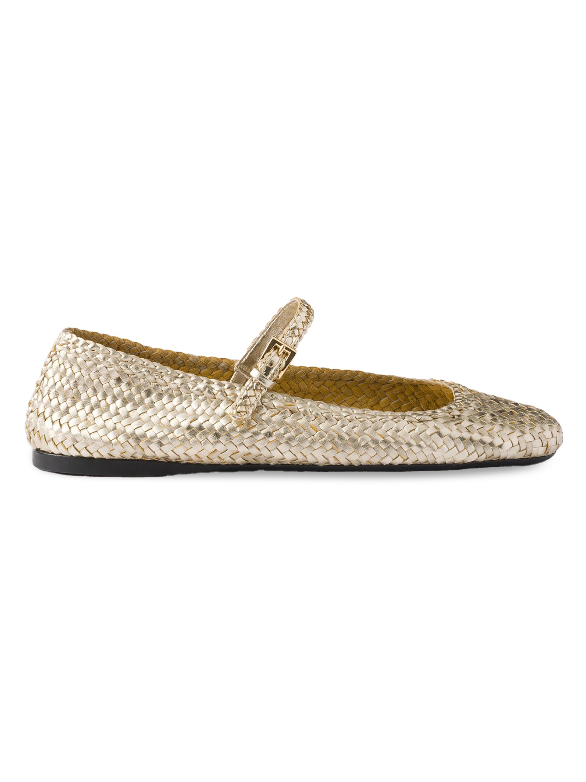 Prada Women's Woven Leather Ballerinas - Golden