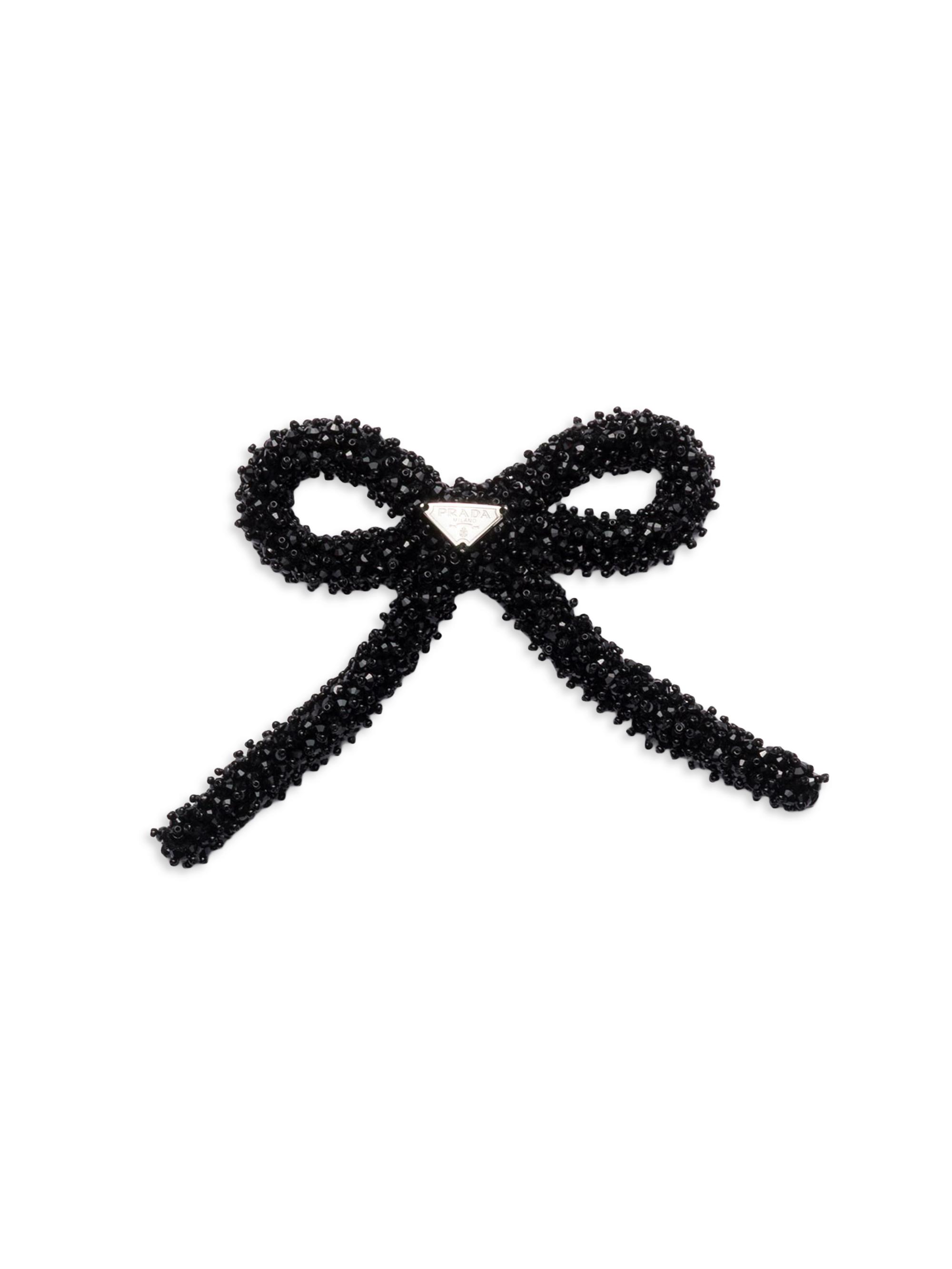 Prada Women's Hair Clip with Crystals - Black