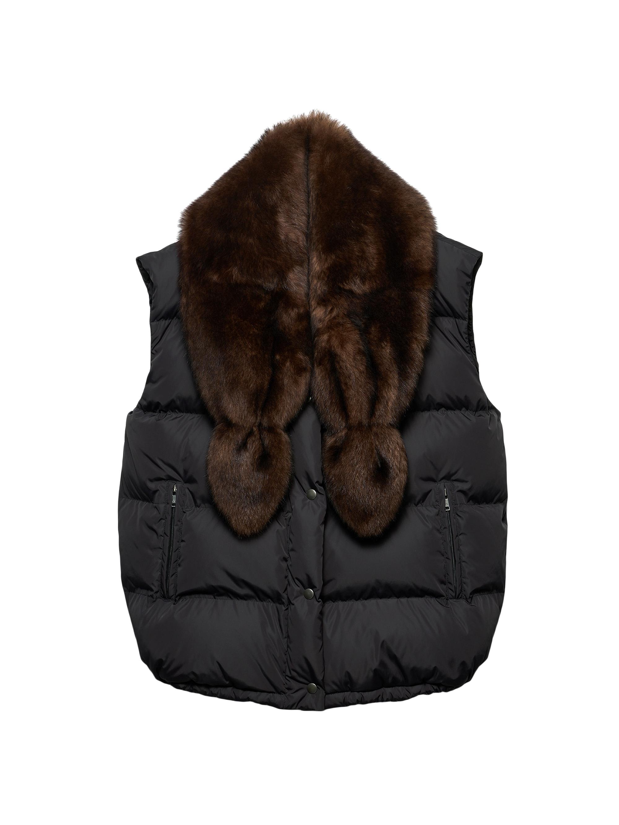 Prada Women's Re-Nylon and Shearling Down Vest - Black