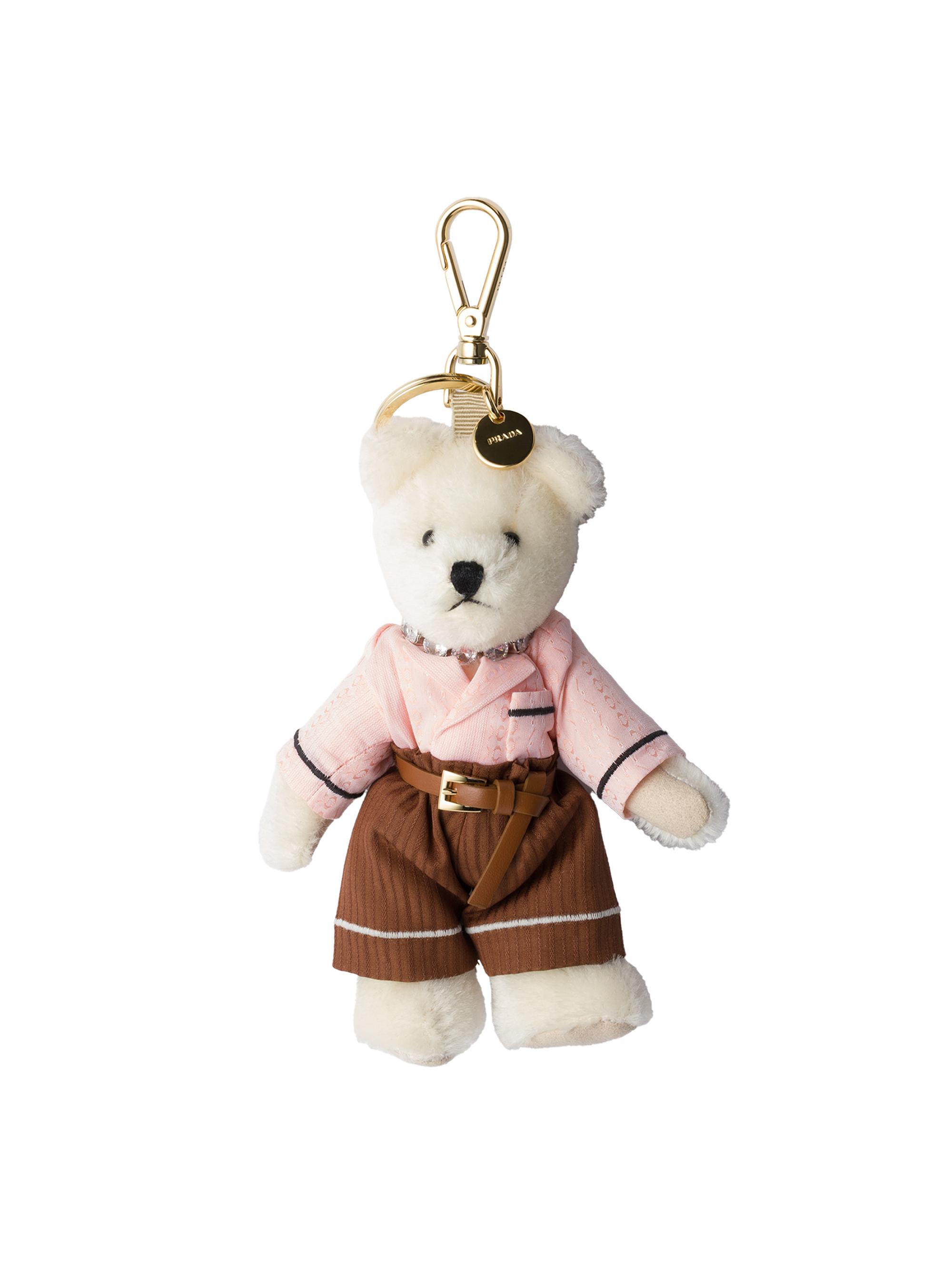 Prada Women's Teddy Bear Keychain Charm - White