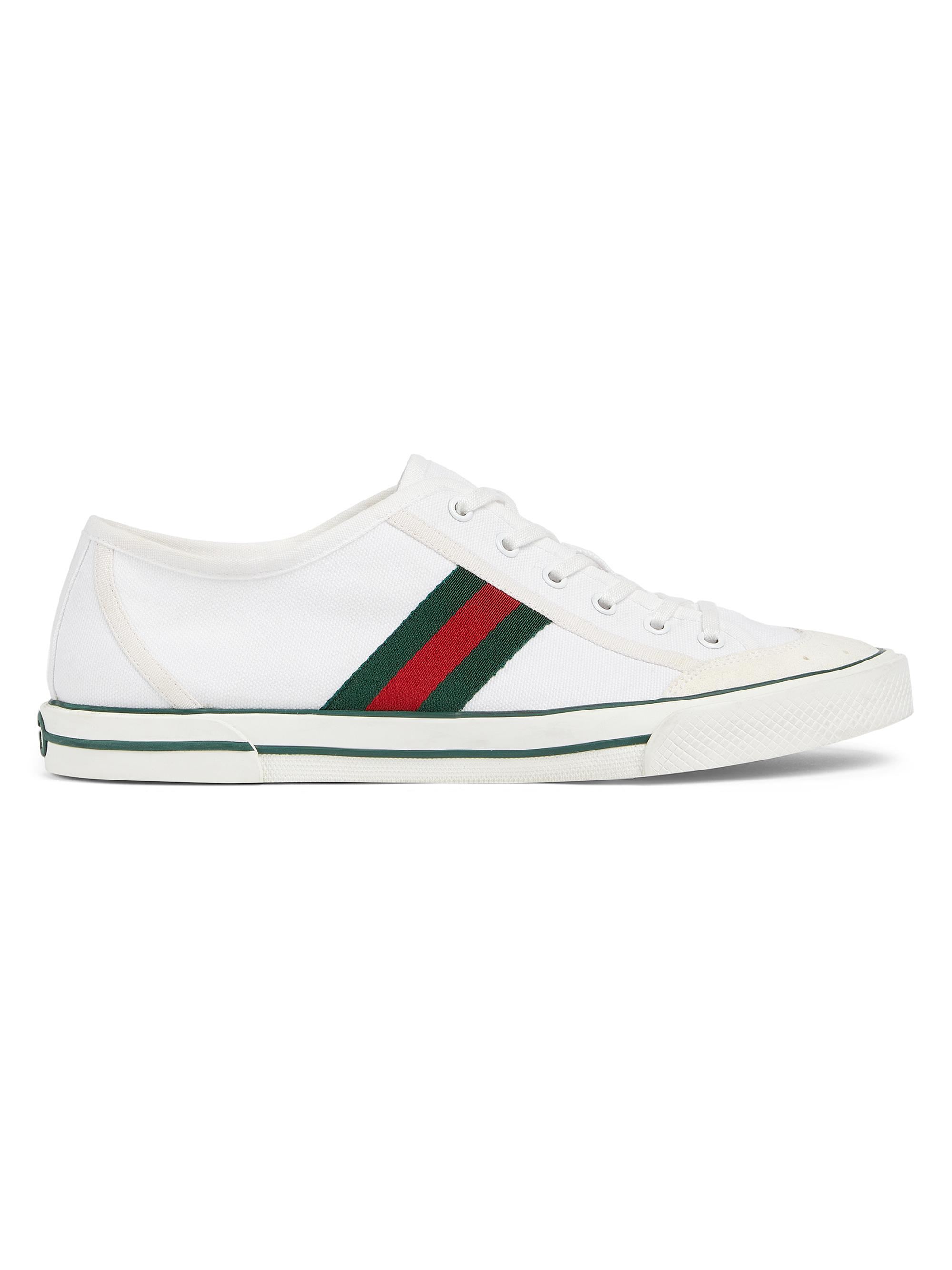 Gucci Men's Web Cotton Canvas Low-Top Sneakers - Black