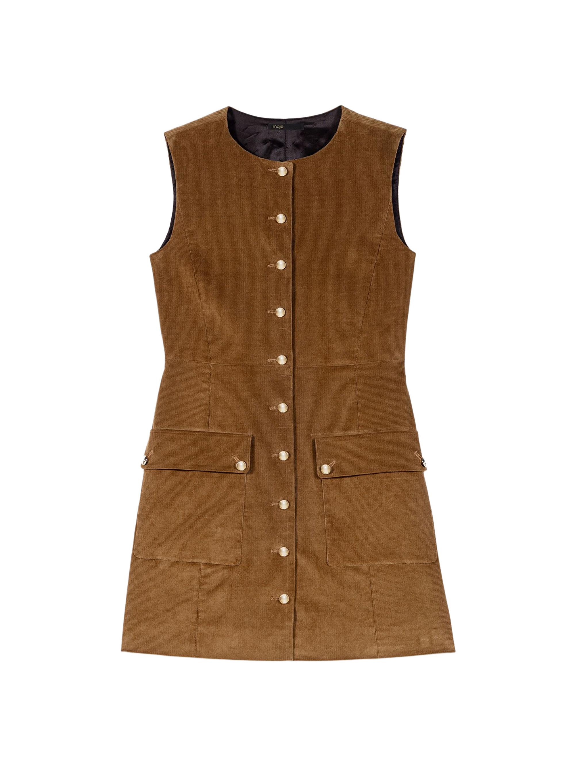 Maje Women's Short Corduroy Dress - Camel