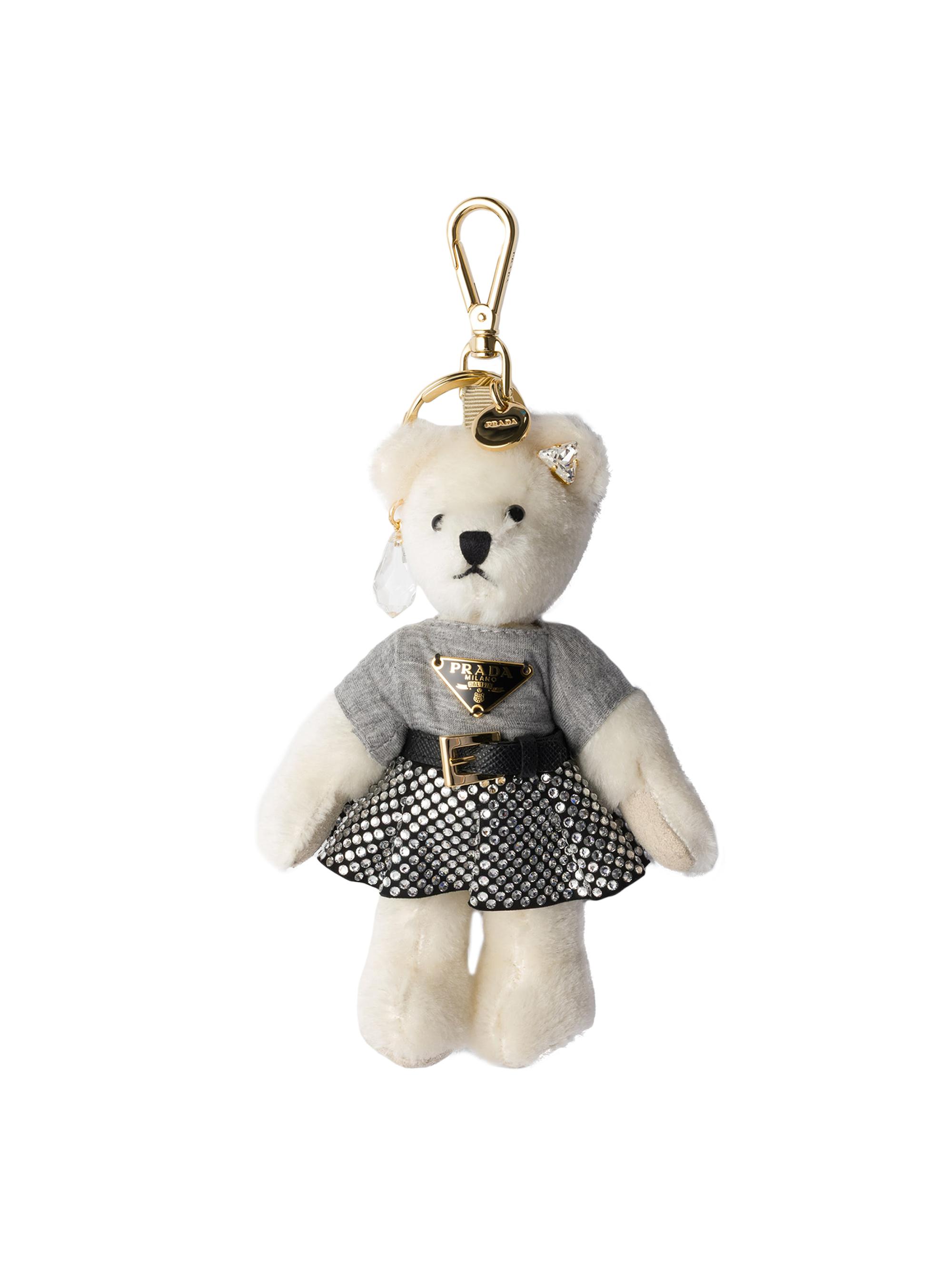 Prada Women's Teddy Key Ring Charm - White