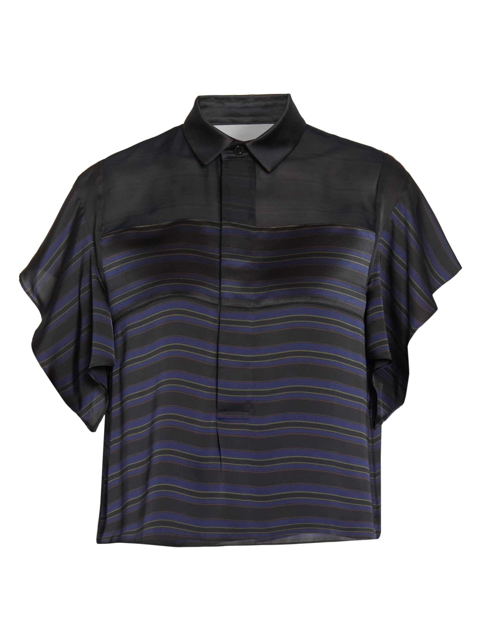 Sacai Women's Striped Sheer Yoke Shirt - Black Navy