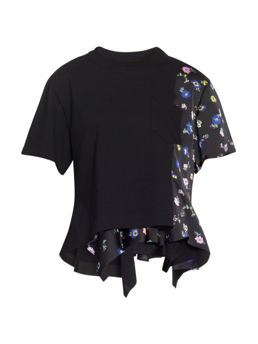 Sacai Floral Mixed-Media T-Shirt | Saks Fifth Avenue