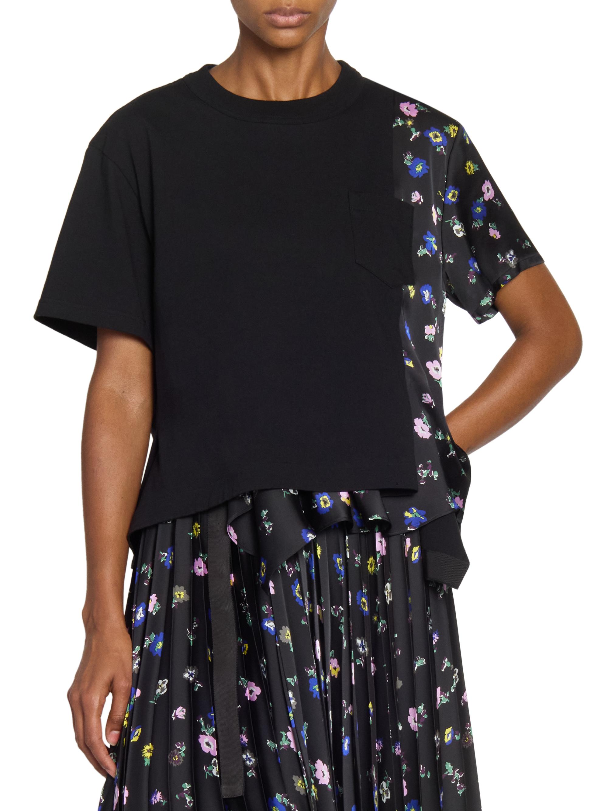 Sacai Floral Mixed-Media T-Shirt | Saks Fifth Avenue