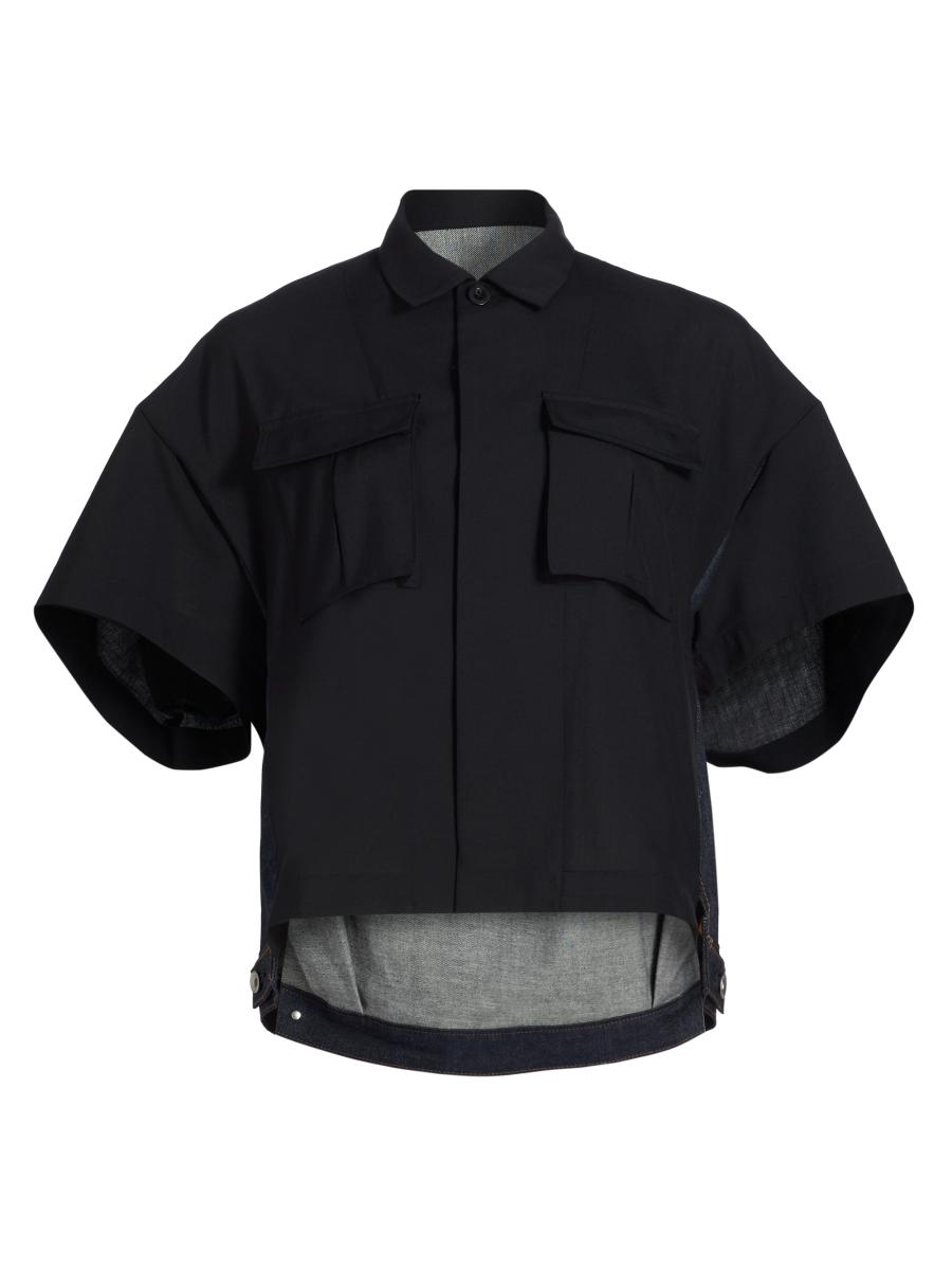 トップス 22ss Sacai Suiting half sleeve shirt sacai Suiting & Denim Shirt | Saks Fifth Avenue