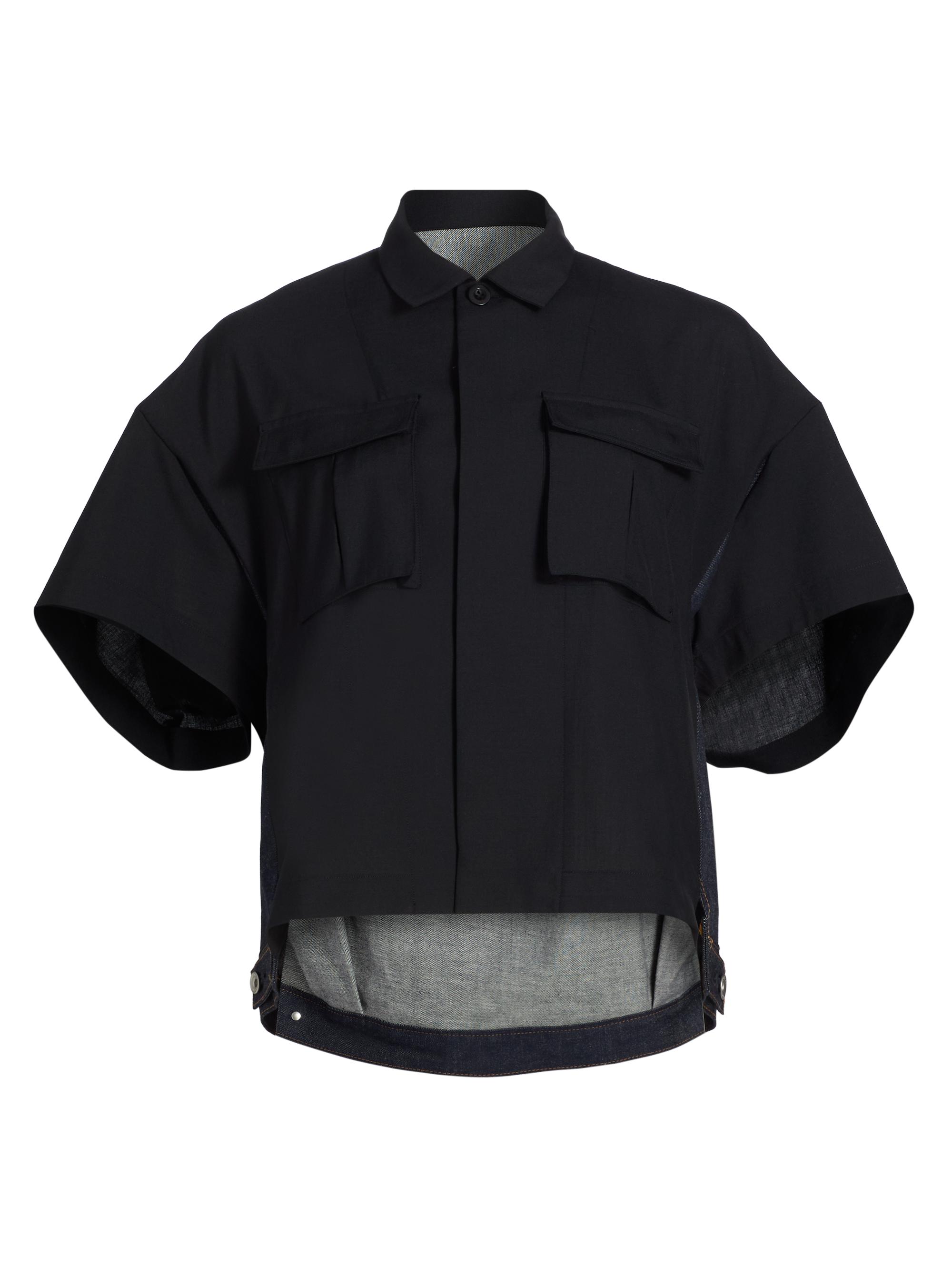 Sacai Women's Suiting & Denim Shirt - Black Indigo