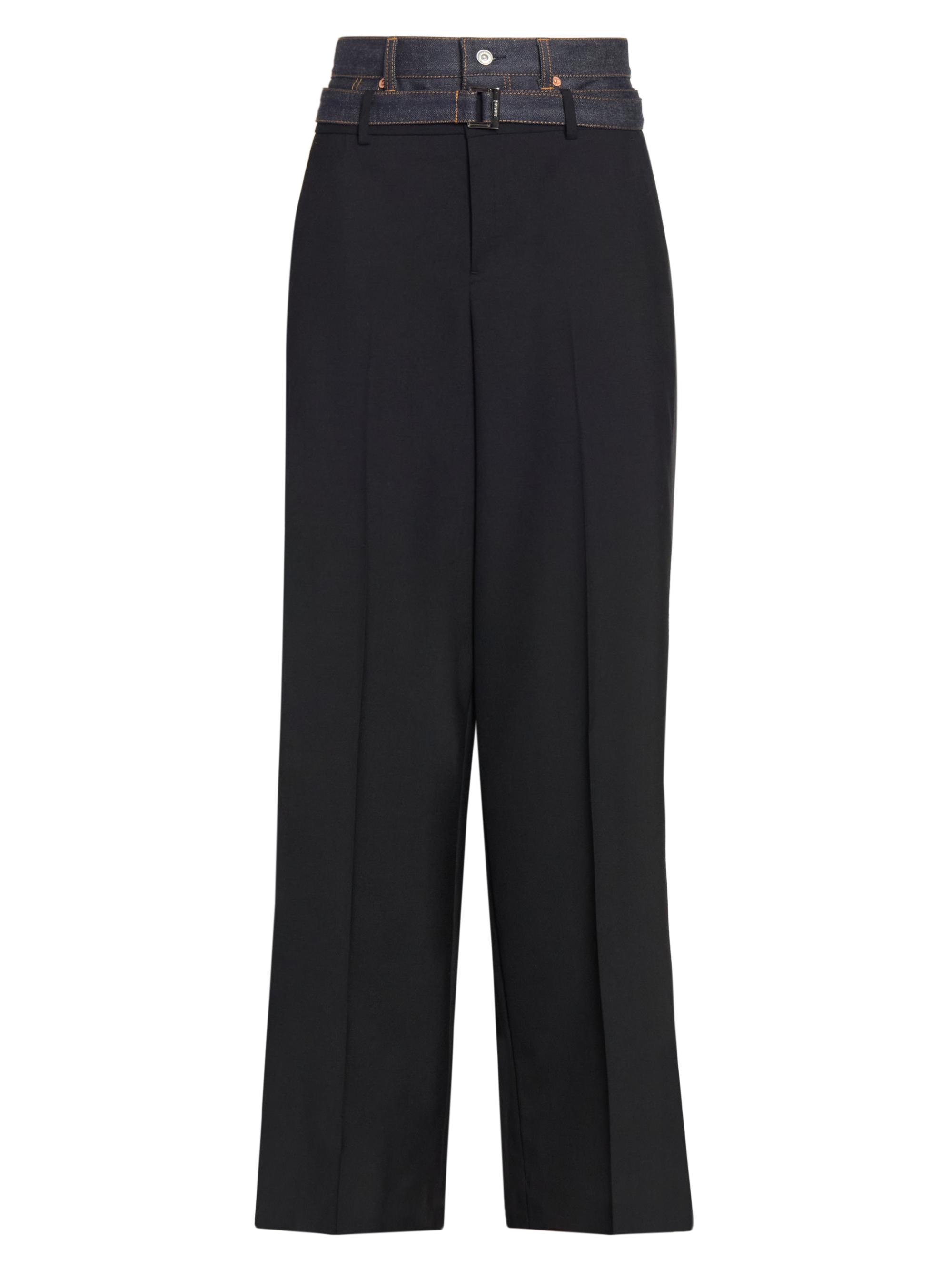 Sacai Women's Suiting-Denim Wide-Leg Pants - Black Indigo