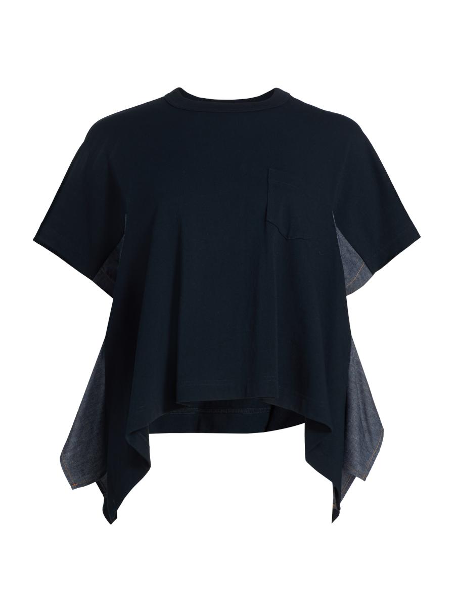 sacai Lightweight Denim & Cotton Jersey T-Shirt | Saks Fifth Avenue