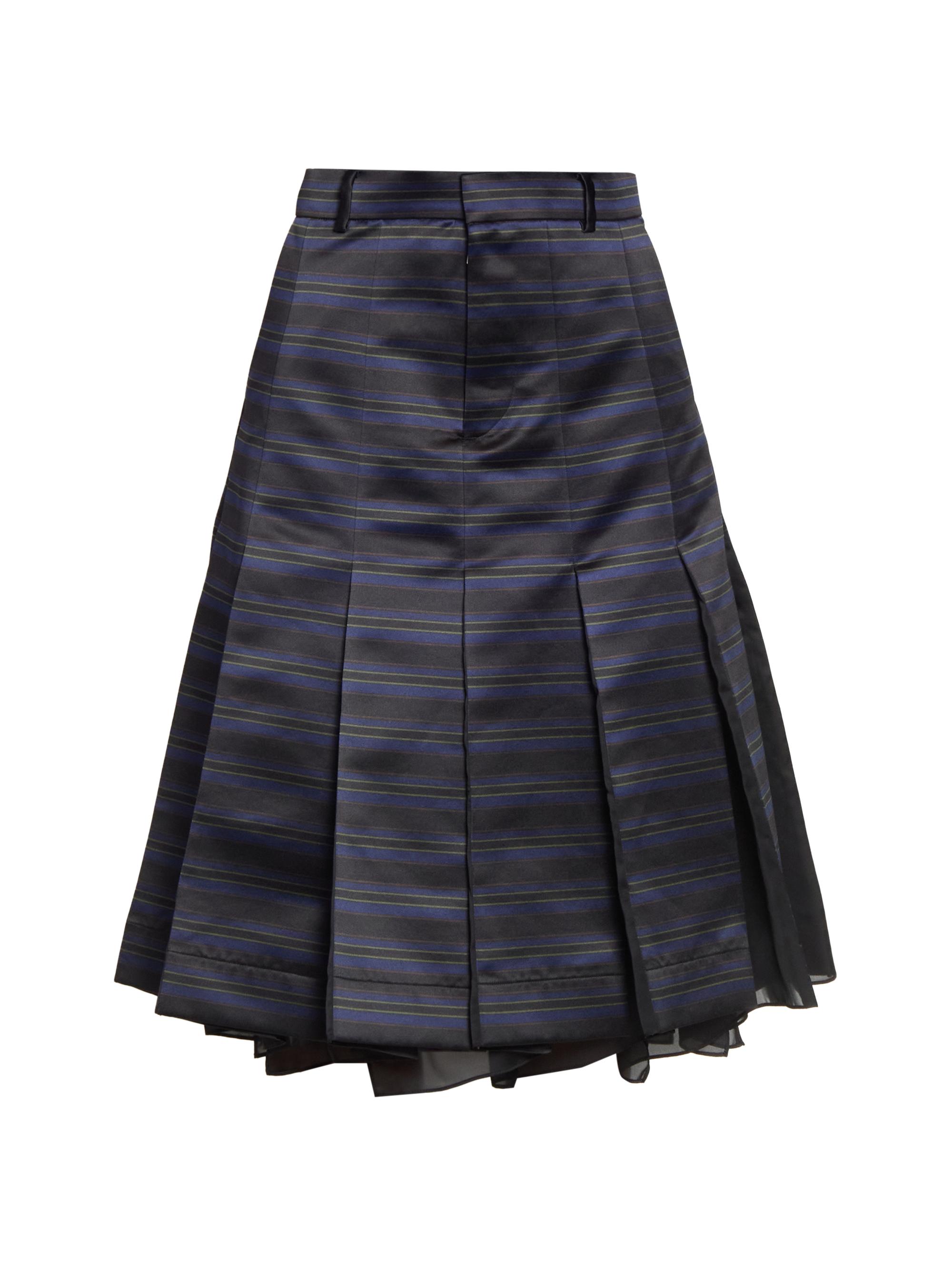 Sacai Striped Pleated A-Line Knee-Length Skirt | Saks Fifth Avenue