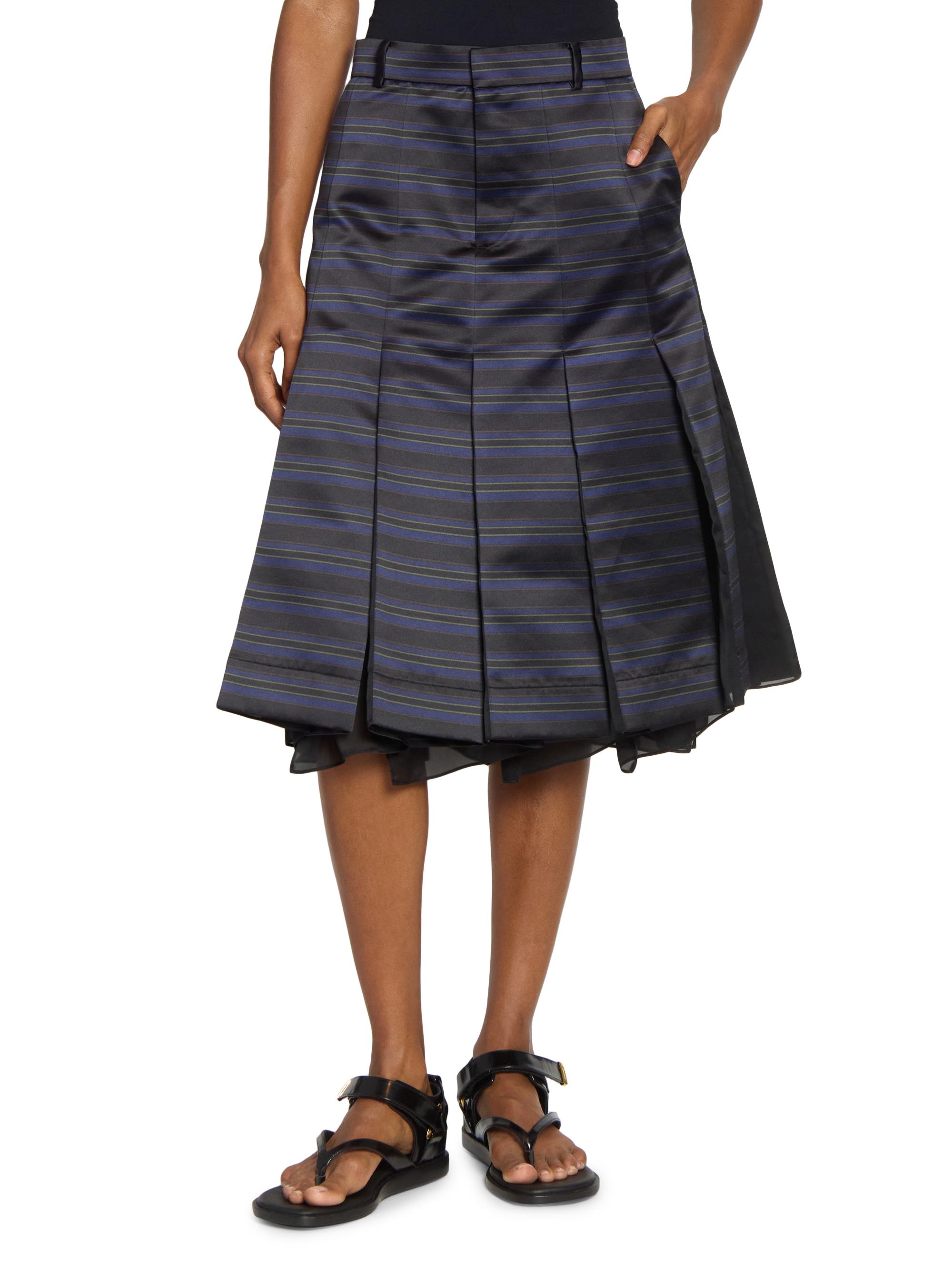 Sacai Striped Pleated A-Line Knee-Length Skirt | Saks Fifth Avenue