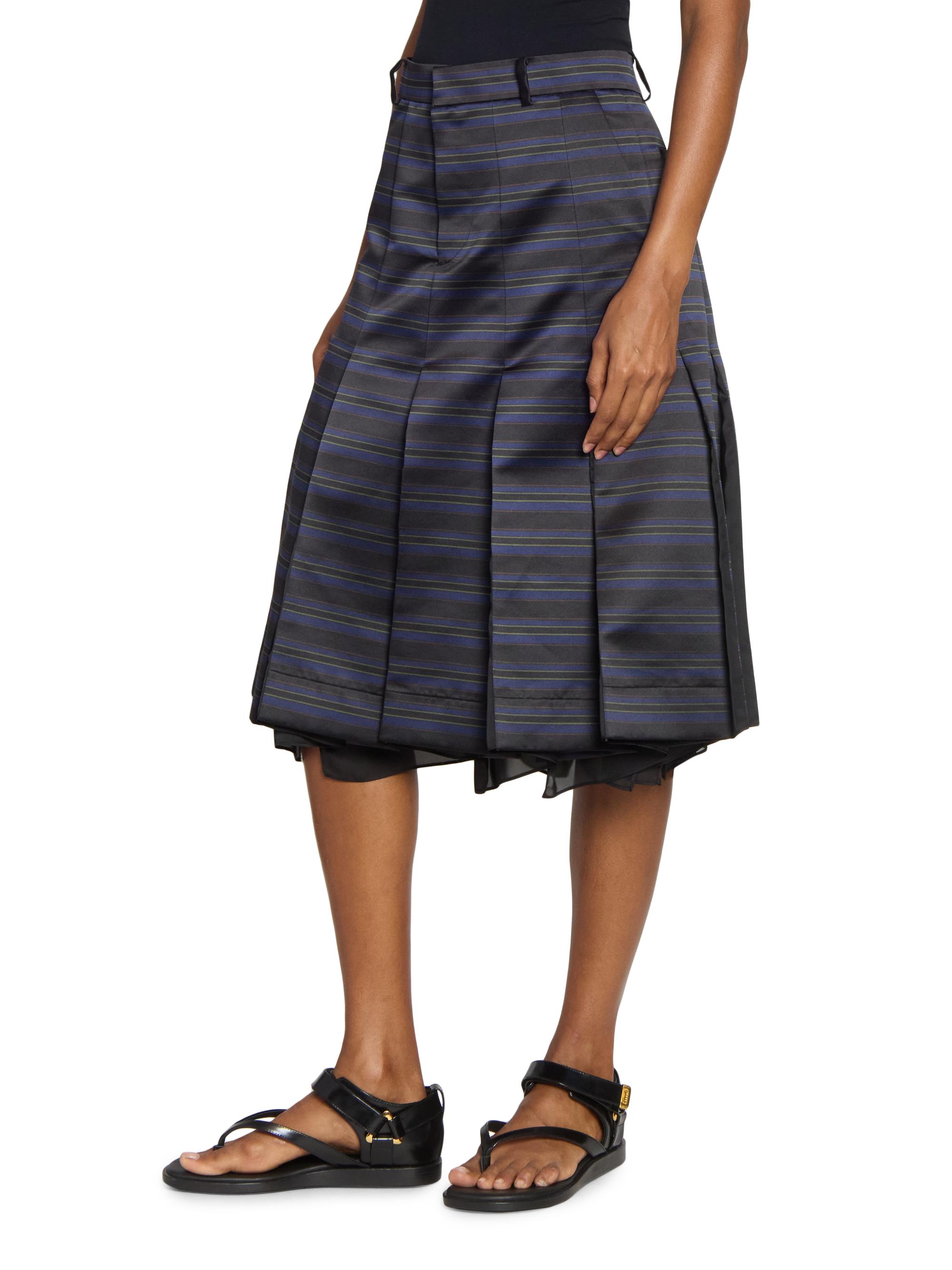 Sacai Striped Pleated A-Line Knee-Length Skirt | Saks Fifth Avenue