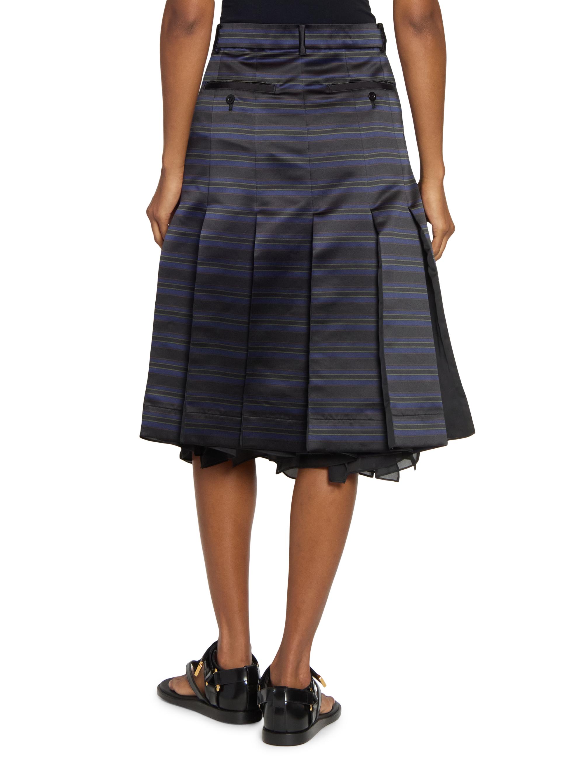 Sacai Striped Pleated A-Line Knee-Length Skirt | Saks Fifth Avenue