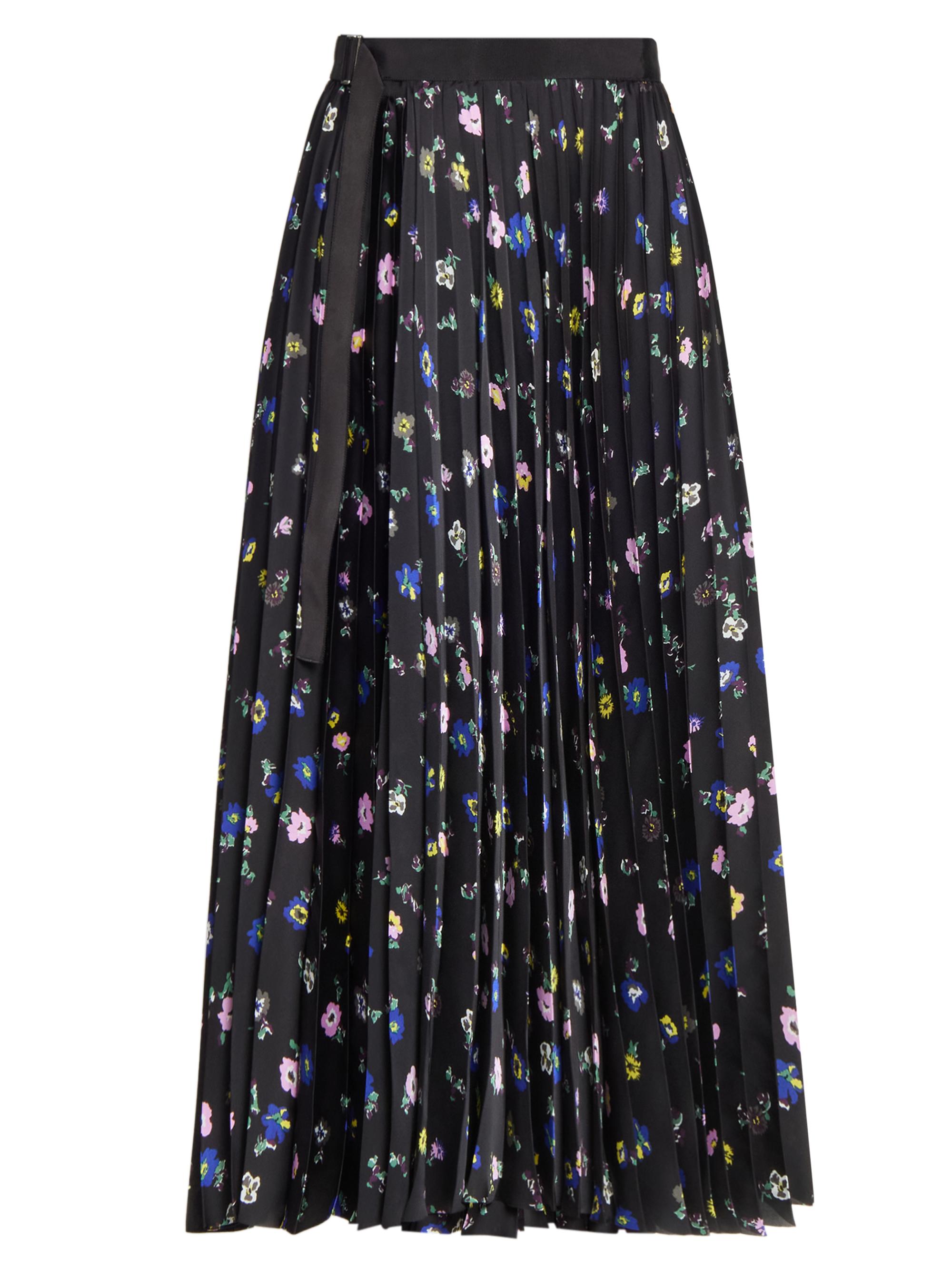 Sacai Women's Floral Pleated A-Line Midi-Skirt - Black