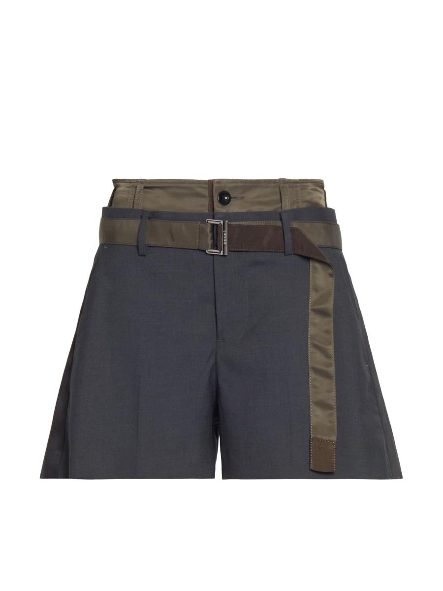 Sacai Belted Hybrid Design Twill Shorts | Saks Fifth Avenue