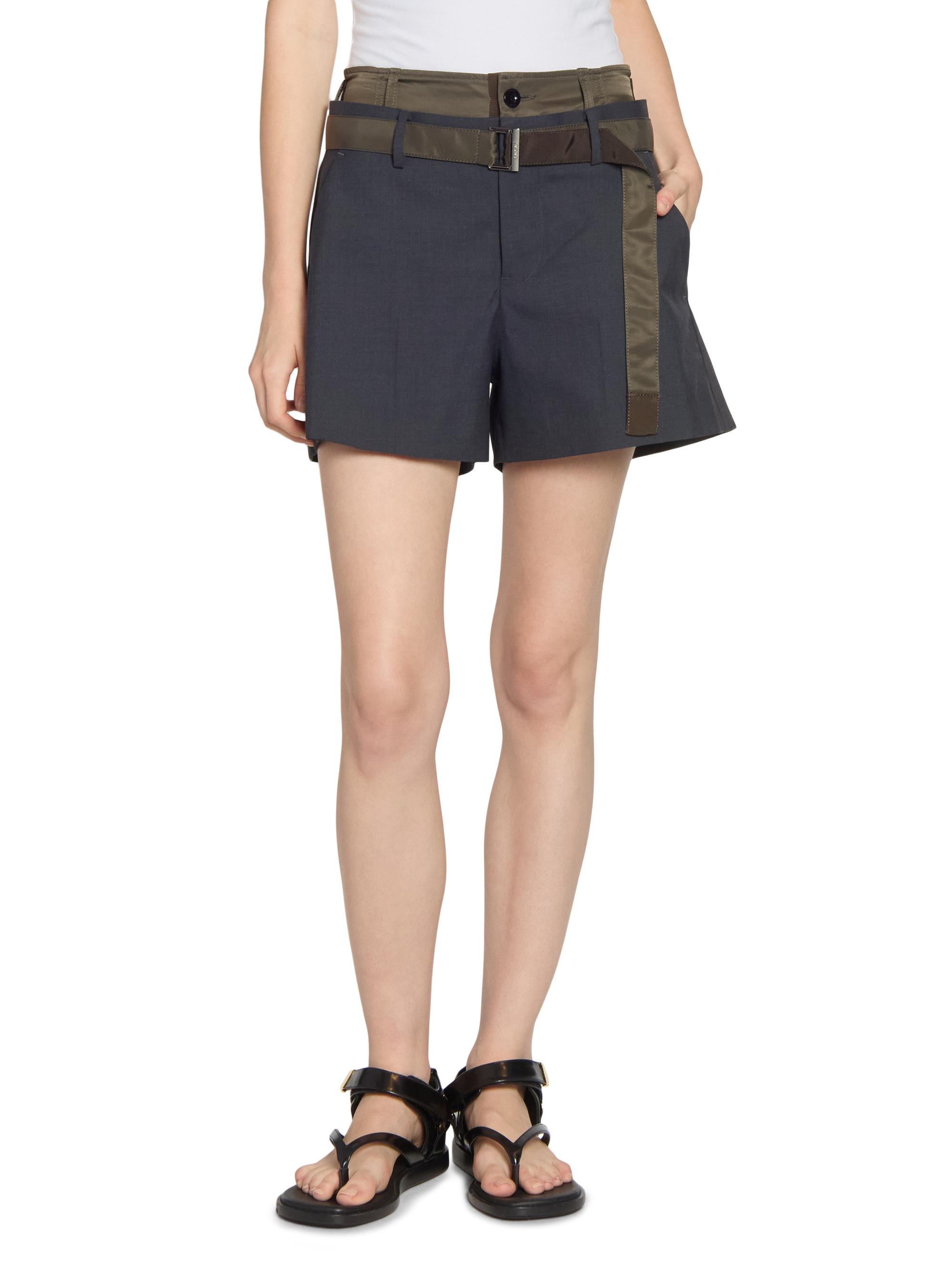 Sacai Belted Hybrid Design Twill Shorts | Saks Fifth Avenue
