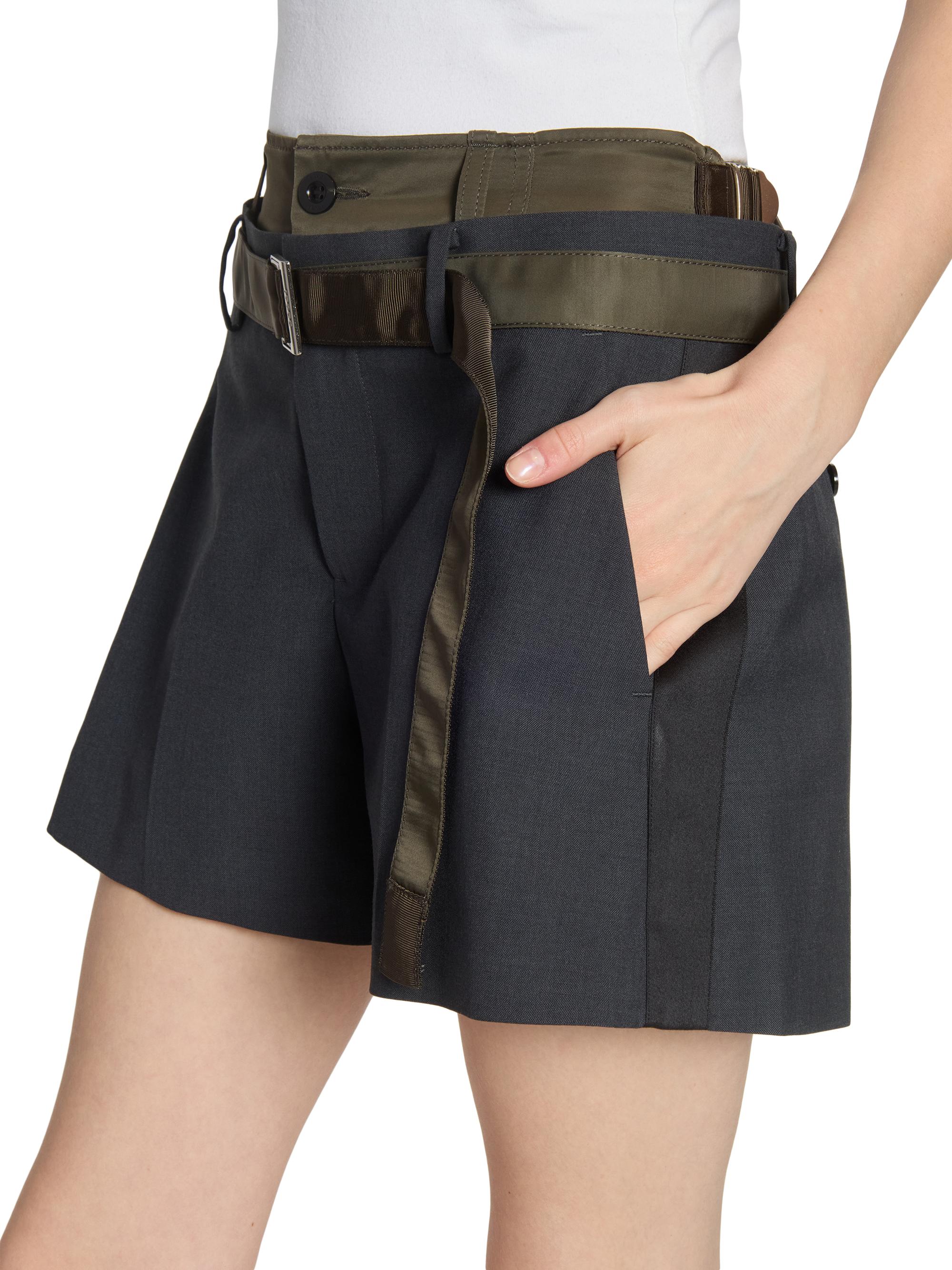Sacai Belted Hybrid Design Twill Shorts | Saks Fifth Avenue