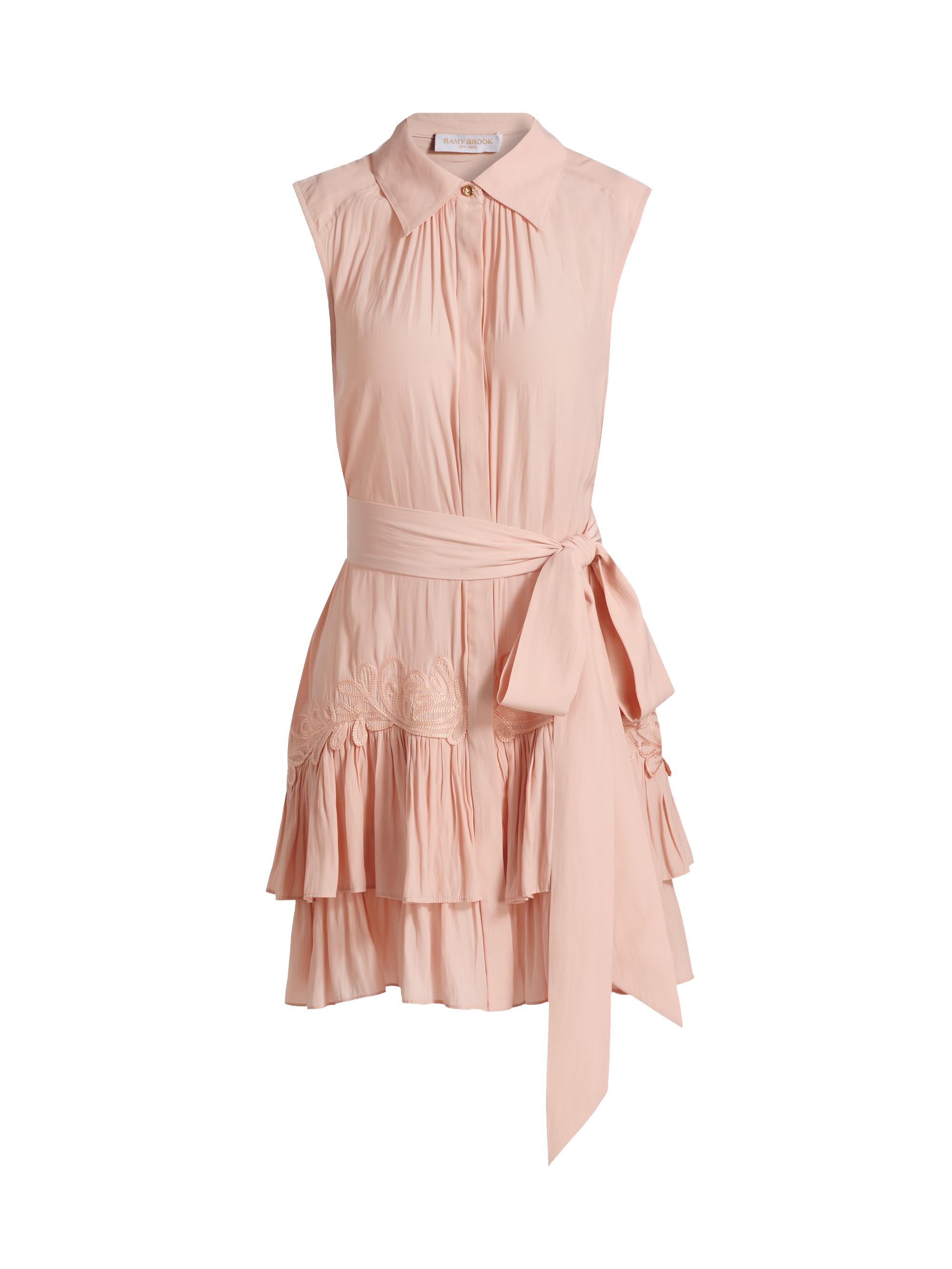 Ramy Brook Women's Edelina Ruffled Tie-Waist Mini-Shirtdress - Dark Blush