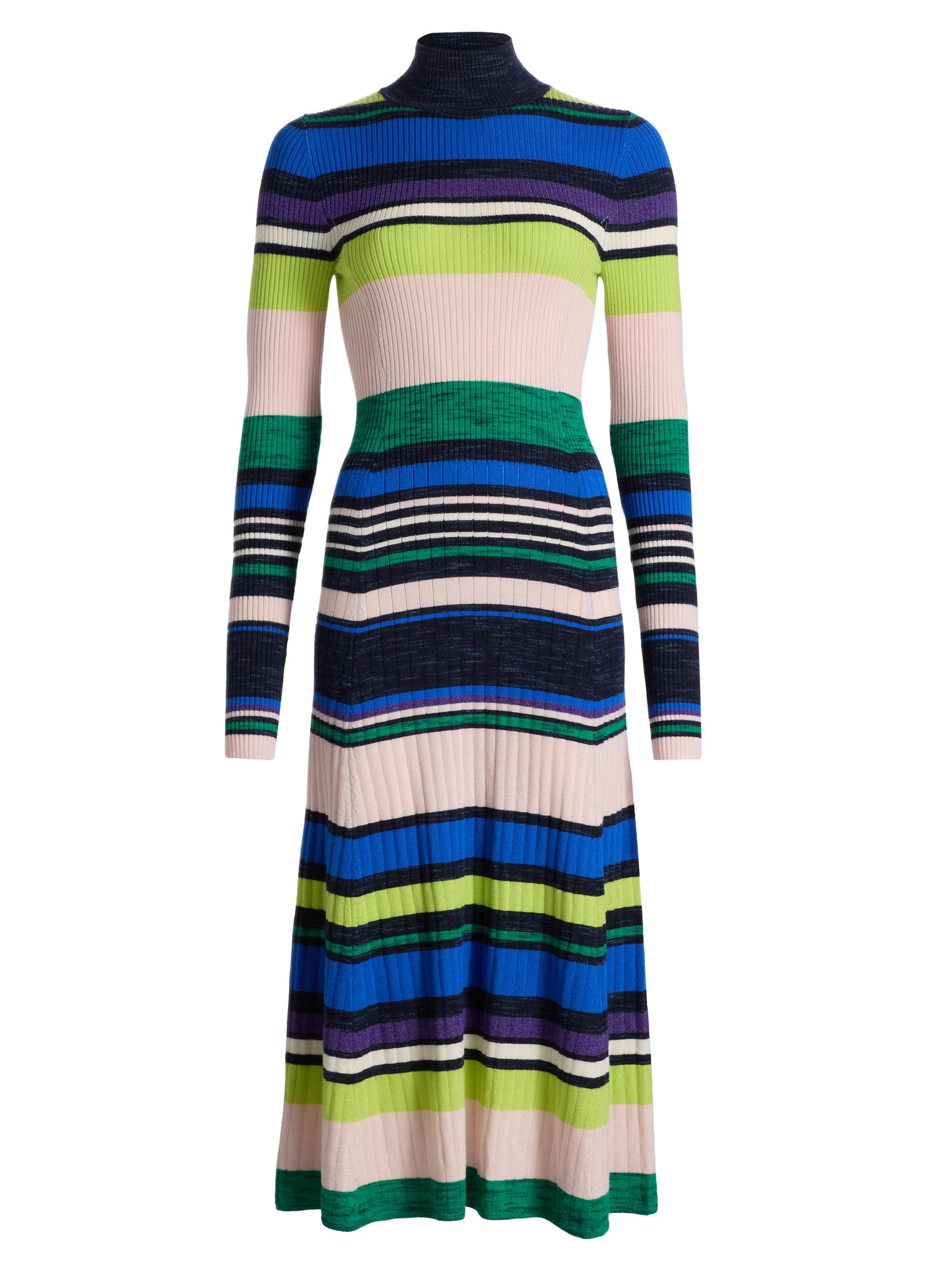 Ramy Brook Women's Monaco Striped Rib-Knit Midi-Dress - Ultramarine Stripe