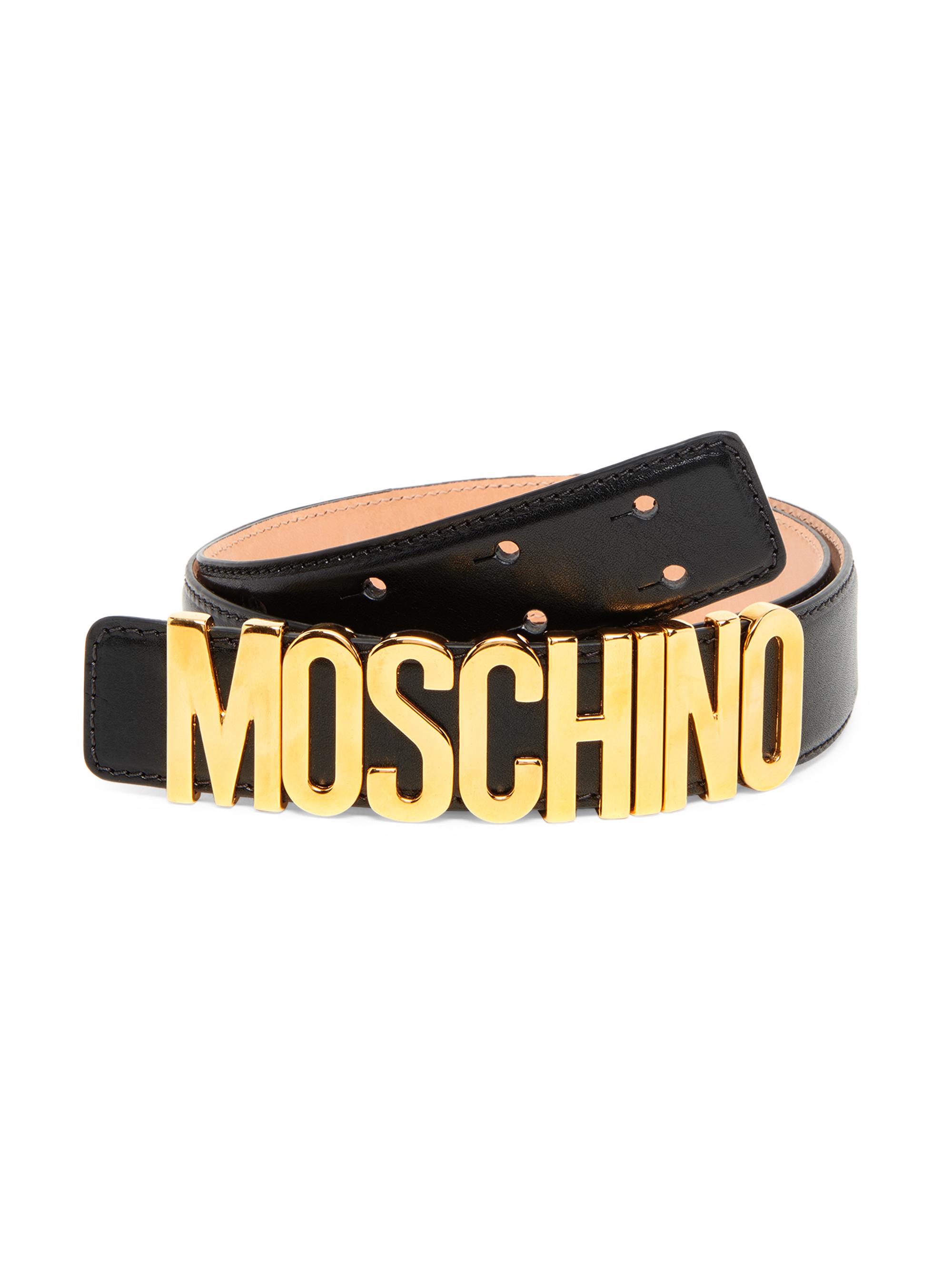 Moschino Men's Logo Hardware Leather Belt - Black