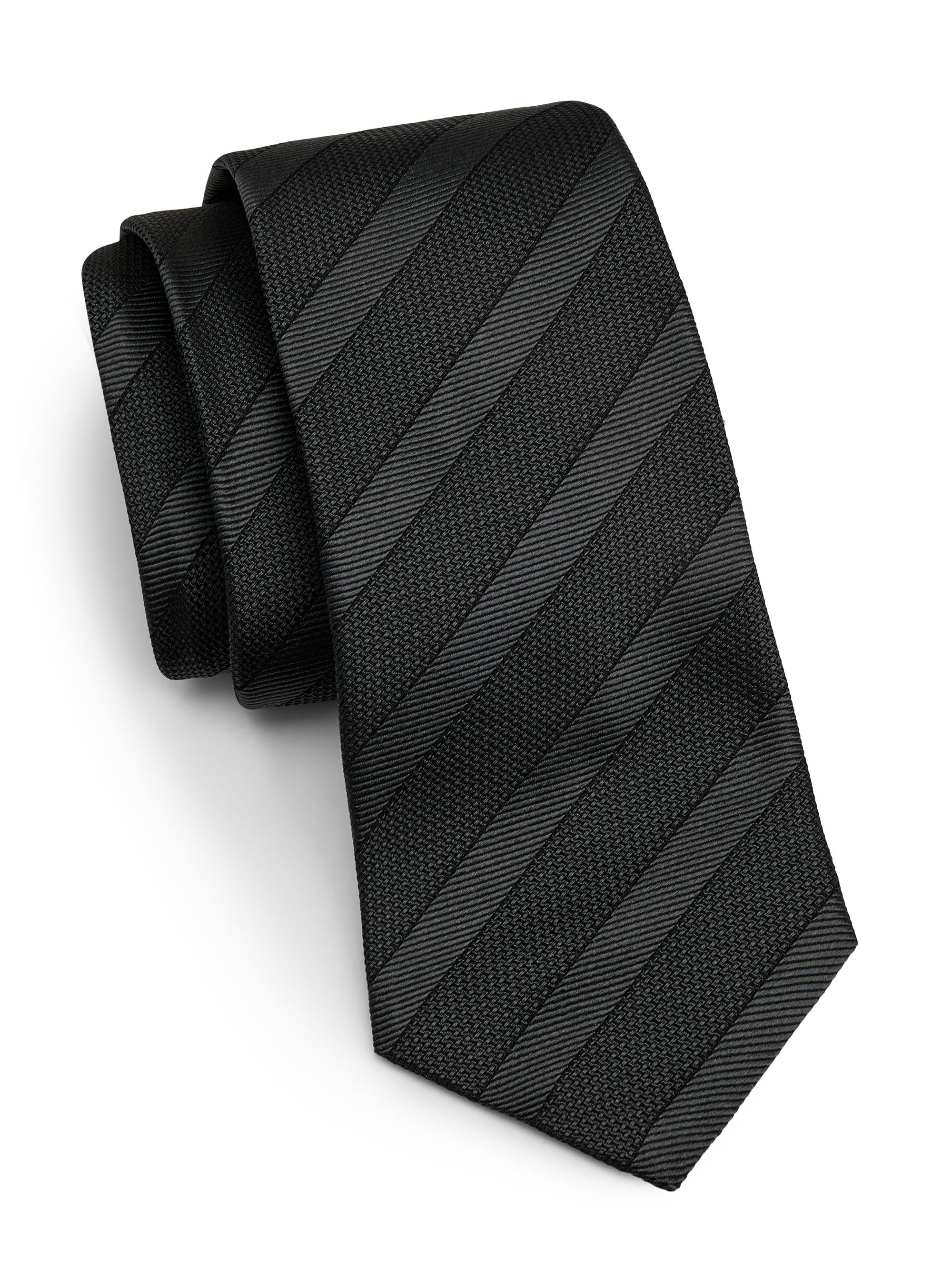 Kiton Men's Striped Silk Tie - Black | Thumbnail 3
