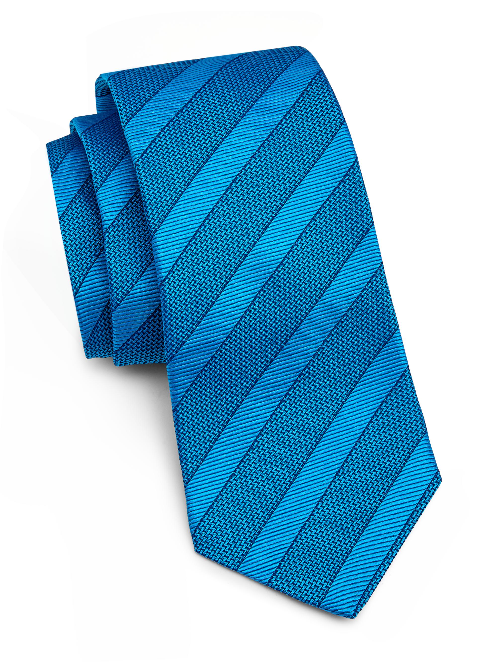 Kiton Men's Striped Silk Tie - Blue | Thumbnail 3