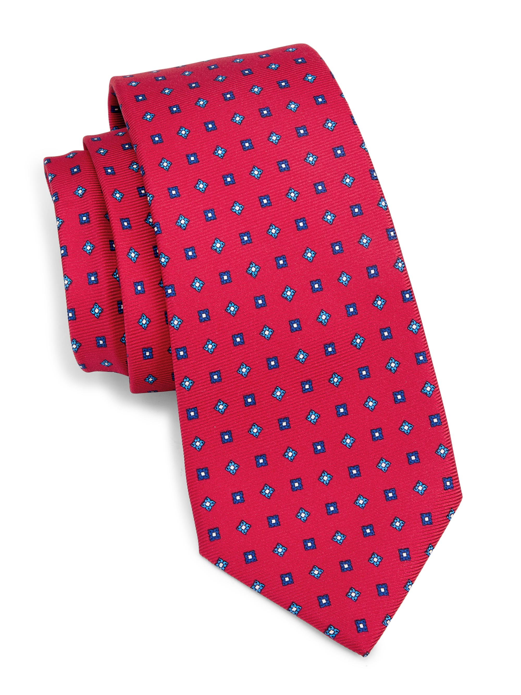 Kiton Men's Micro-Box Silk Tie - Red