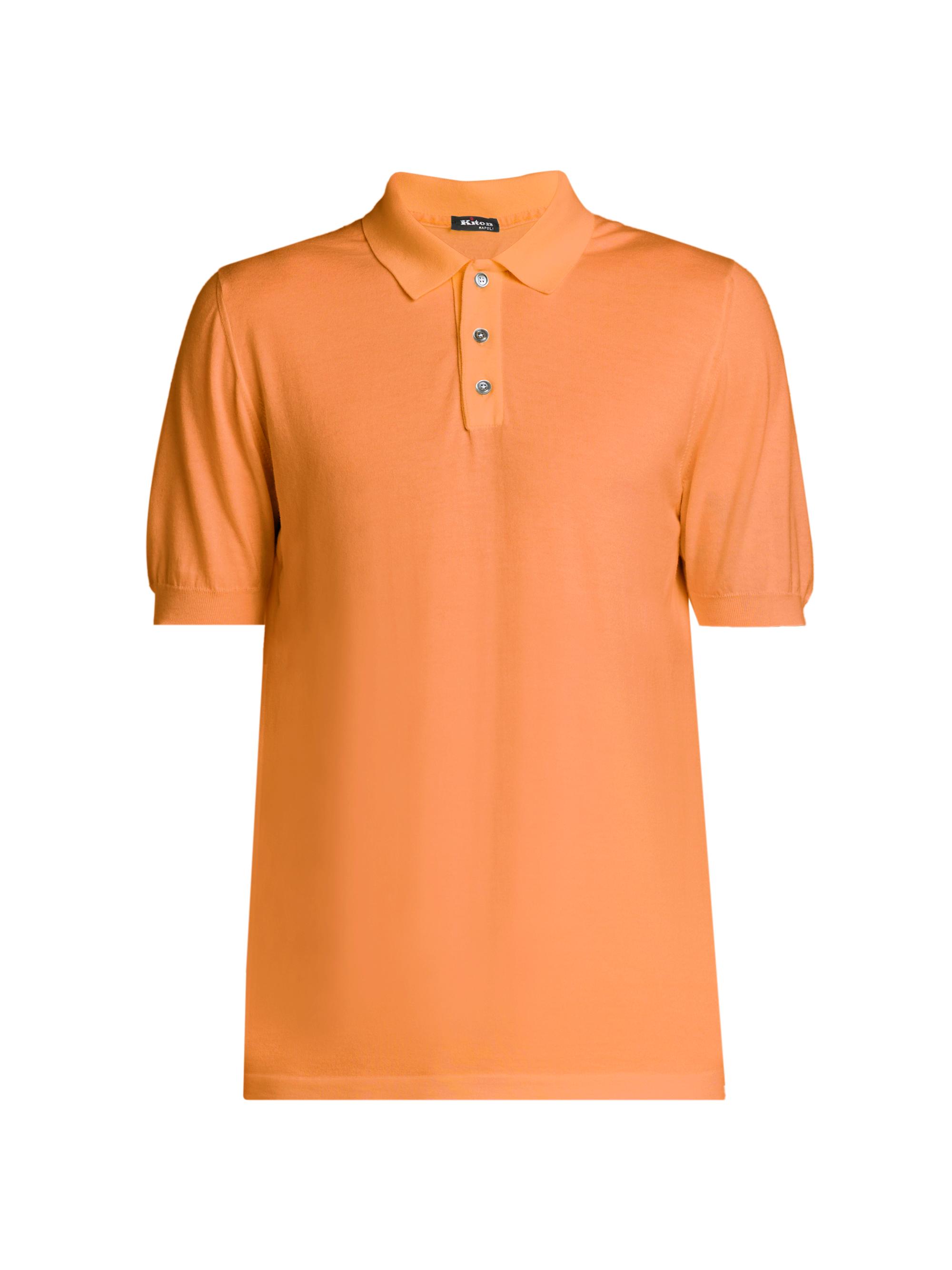 Kiton Men's Cotton Polo Shirt - Bright Orange