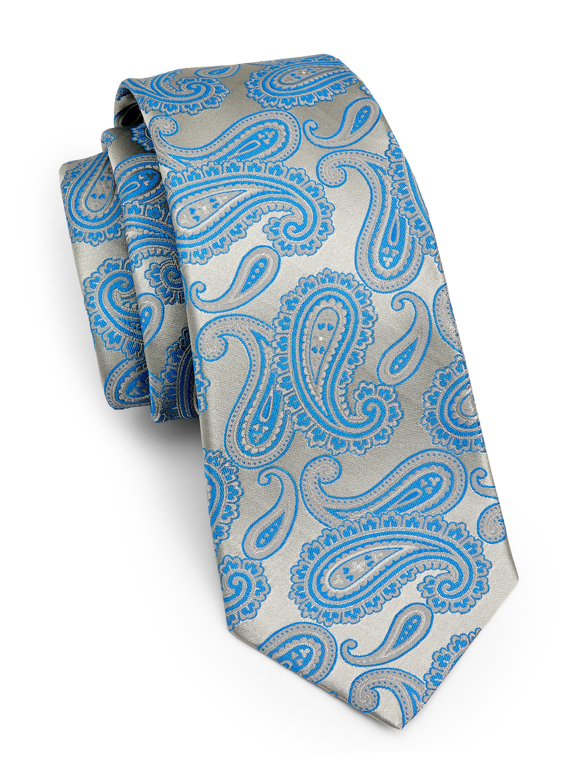 Kiton Men's Paisley Silk Tie - Blue