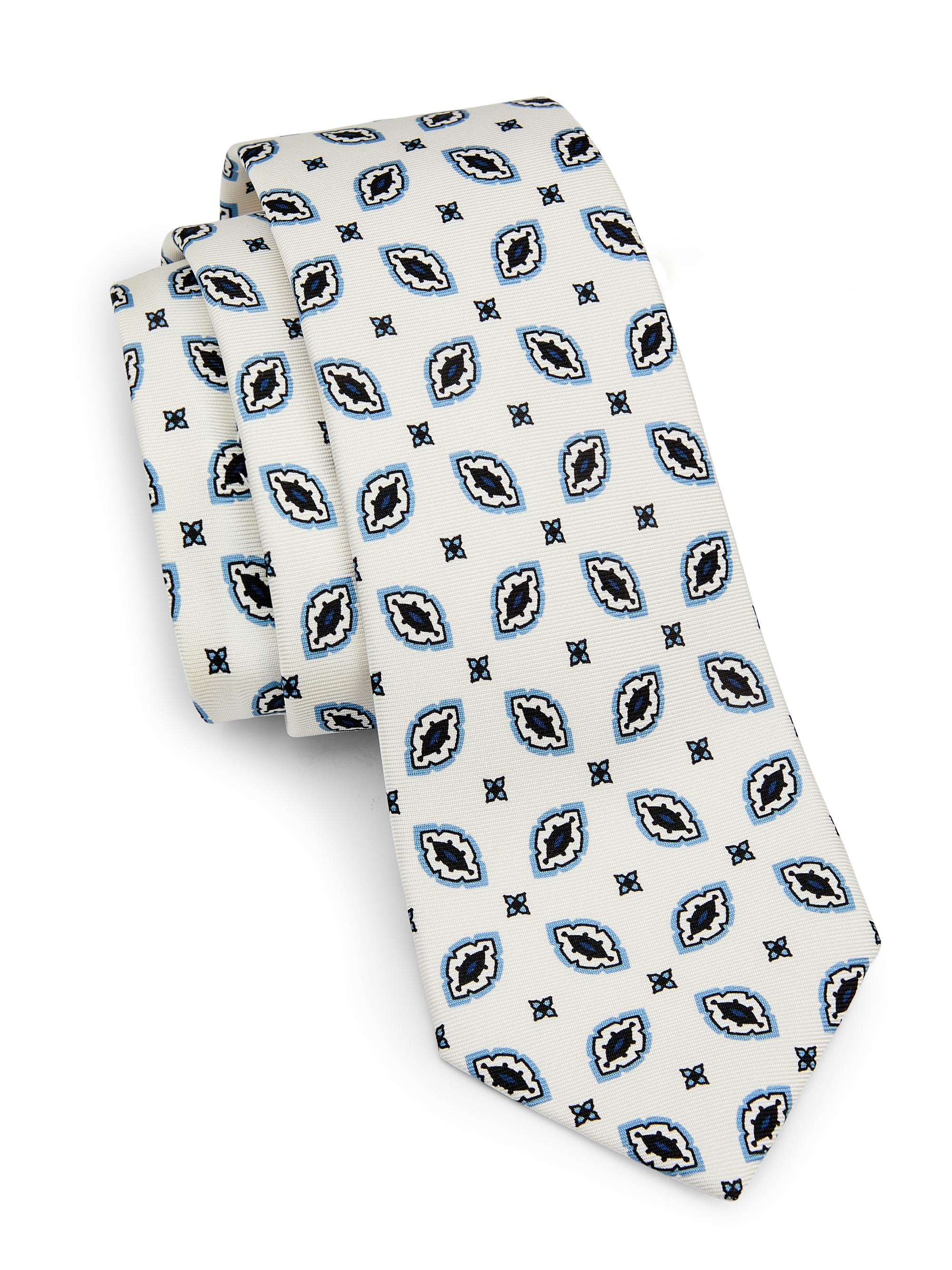 Kiton Men's Jacquard Silk Tie - White