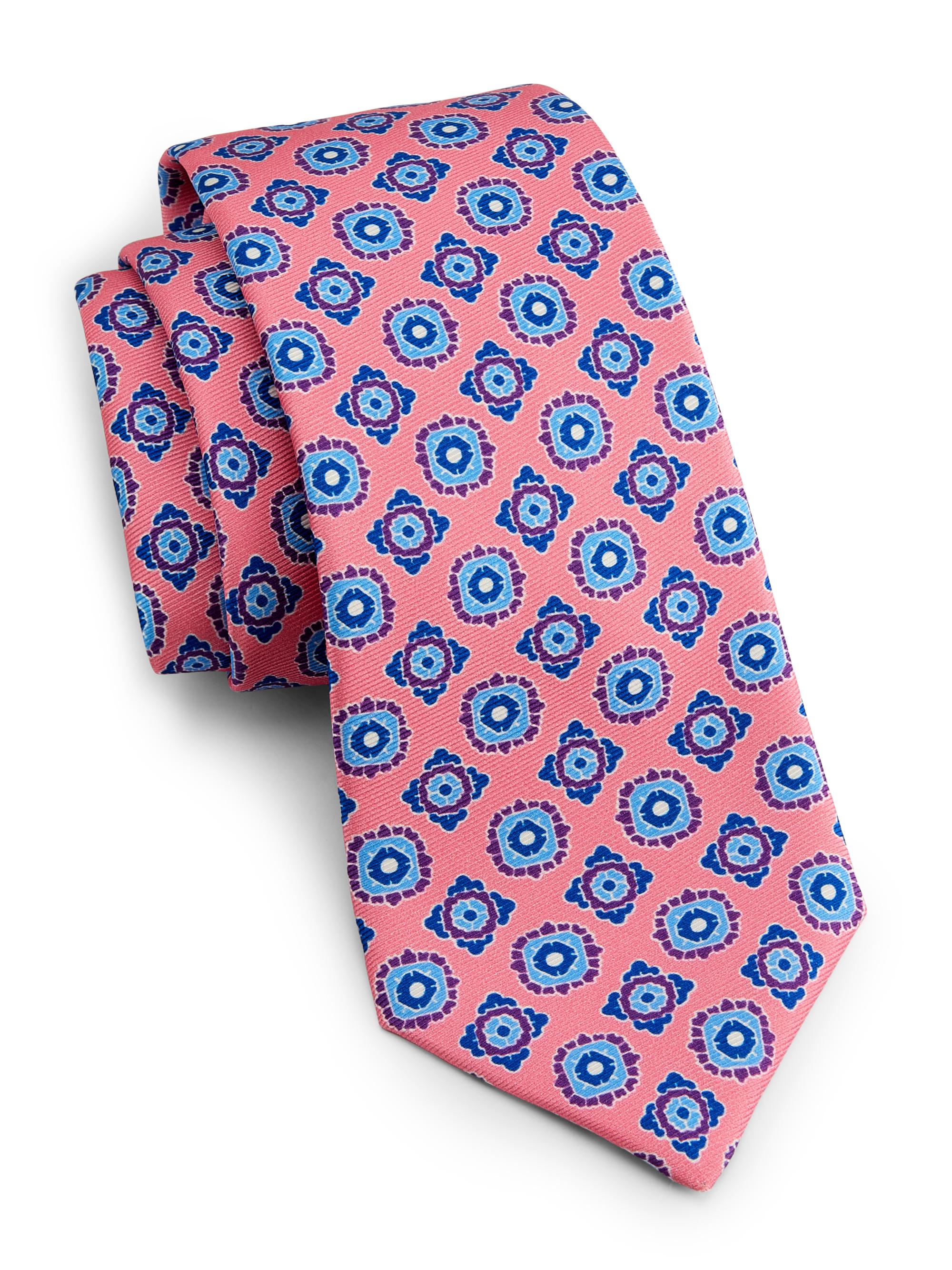 Kiton Men's Medallion-Print Silk Tie - Pink