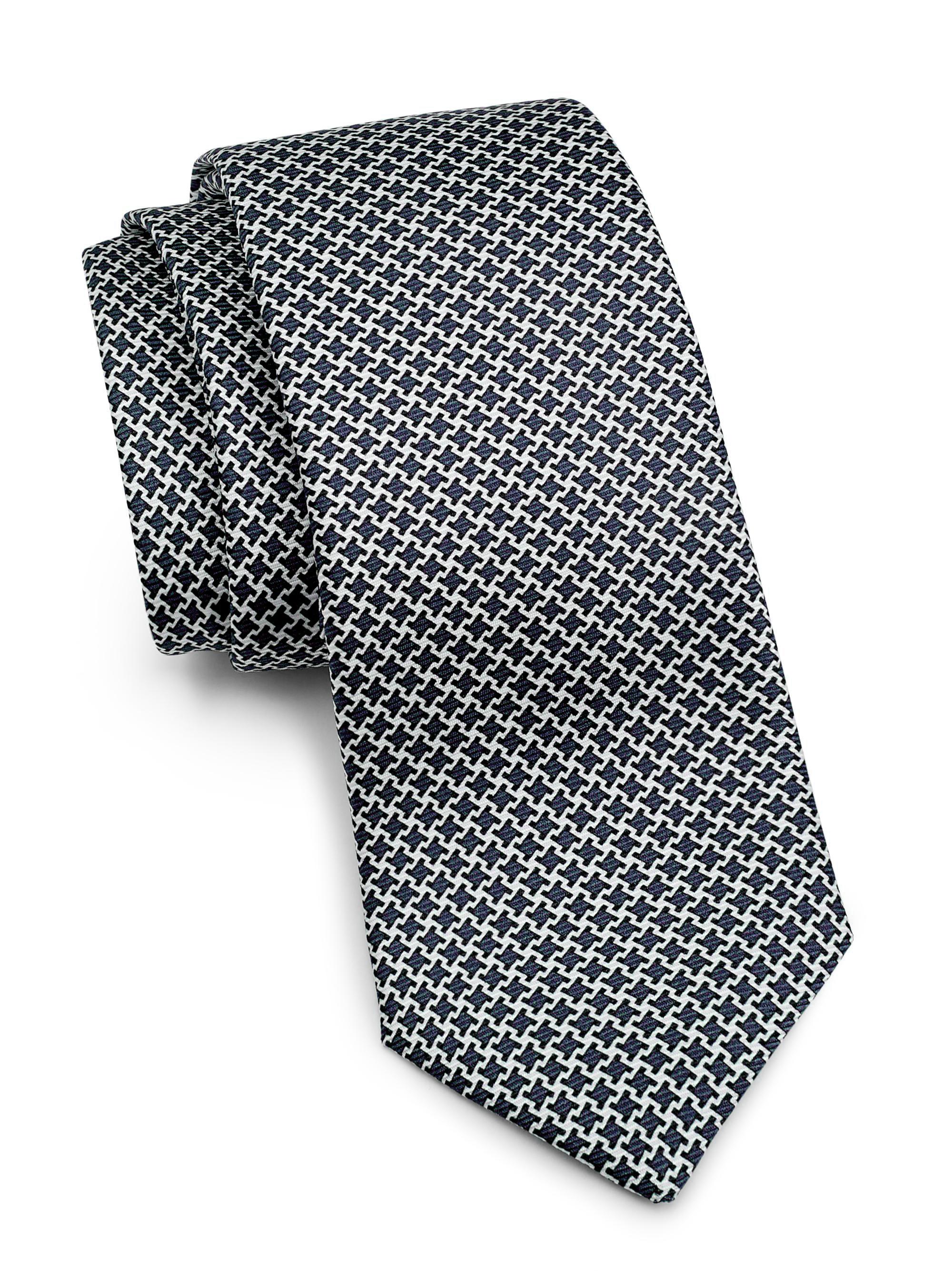 Kiton Men's Houndstooth Silk Tie - Blue | Thumbnail 3