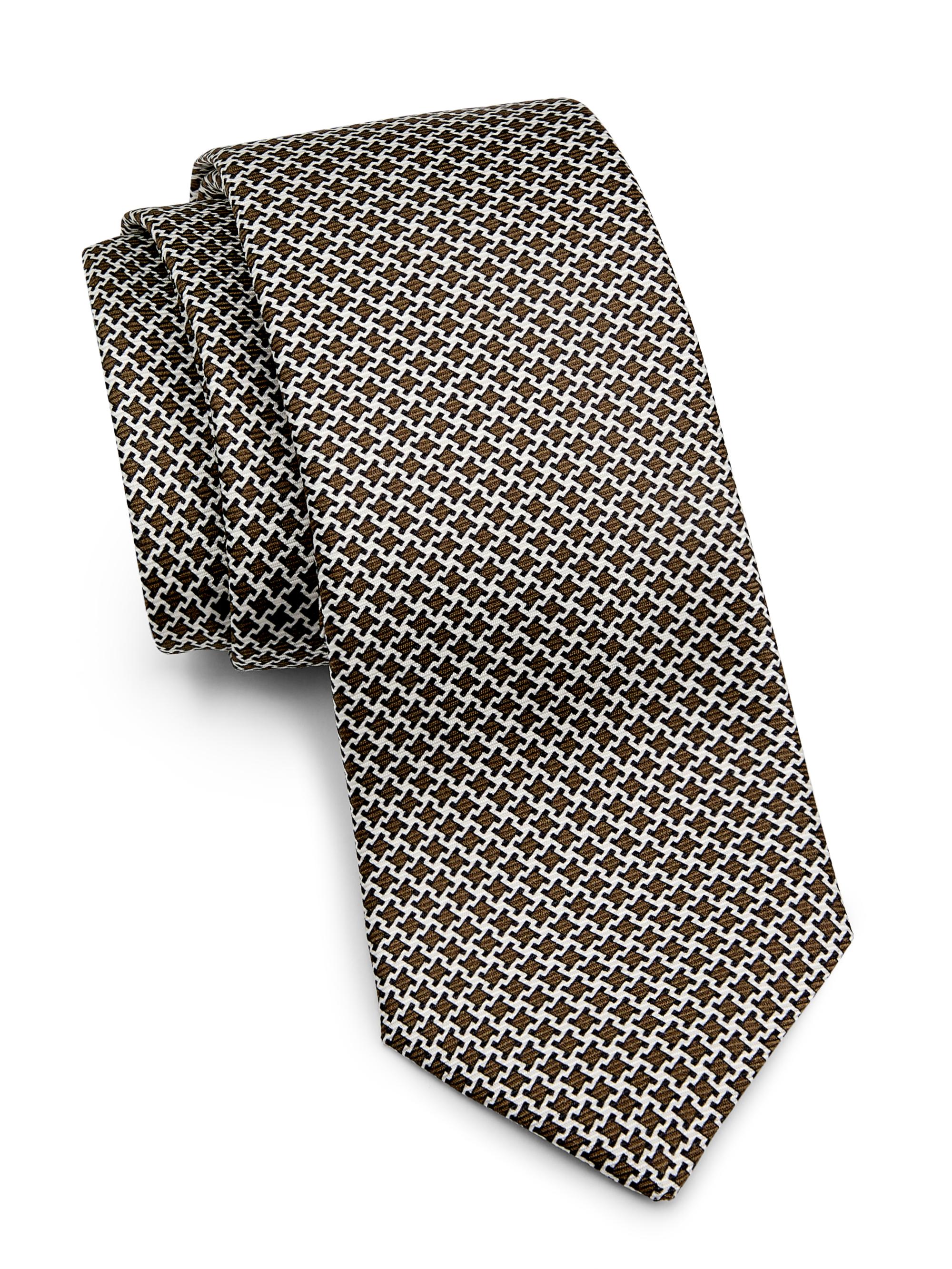 Kiton Men's Houndstooth Silk Tie - Brown