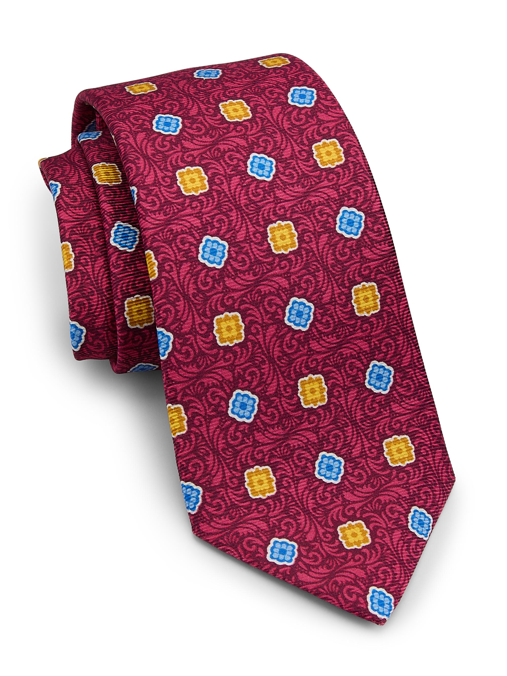 Kiton Men's Whispy Multi-Medallion Silk Tie - Red