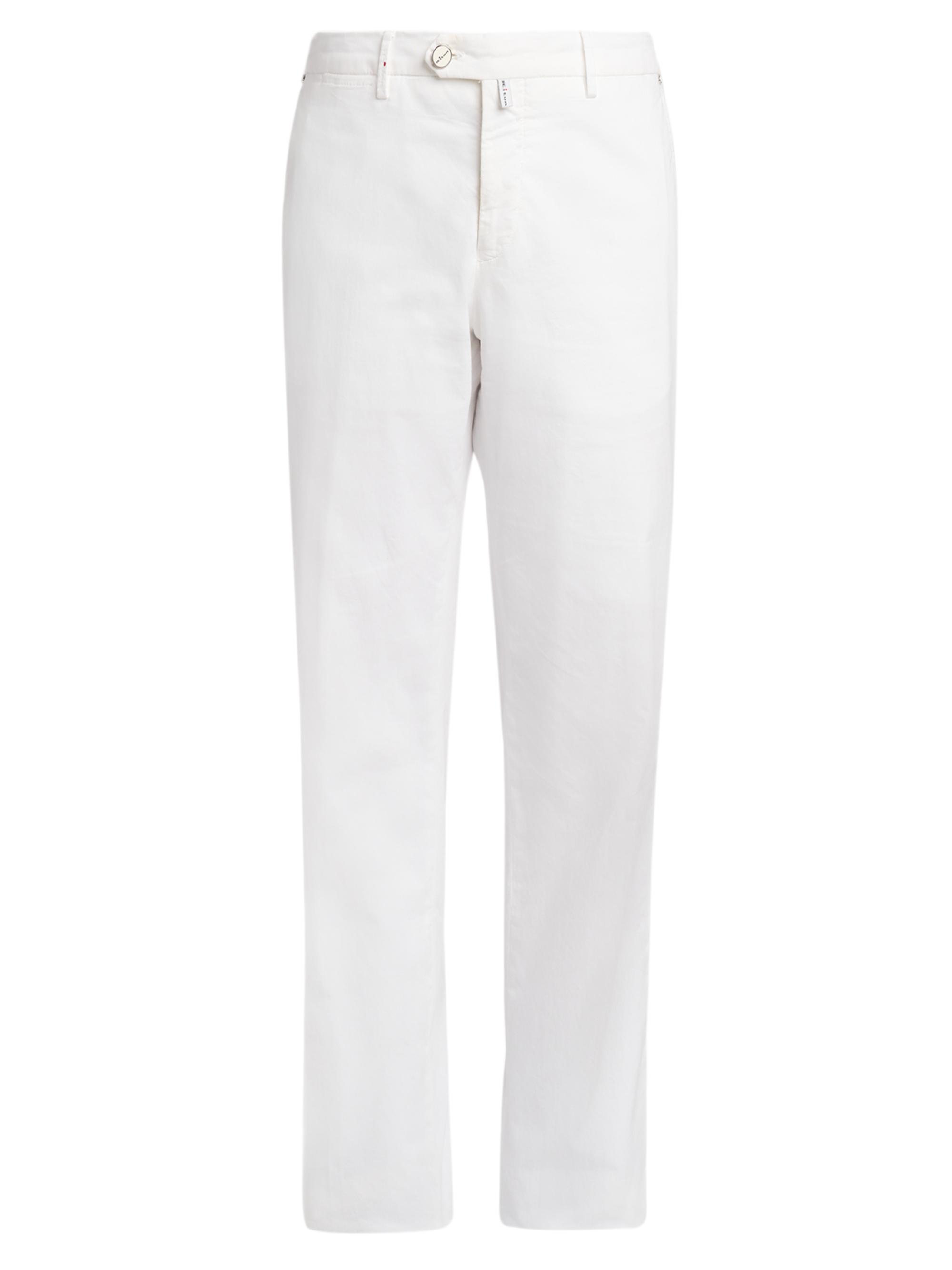 Kiton Men's Stretch-Cotton Flat-Front Trousers - White