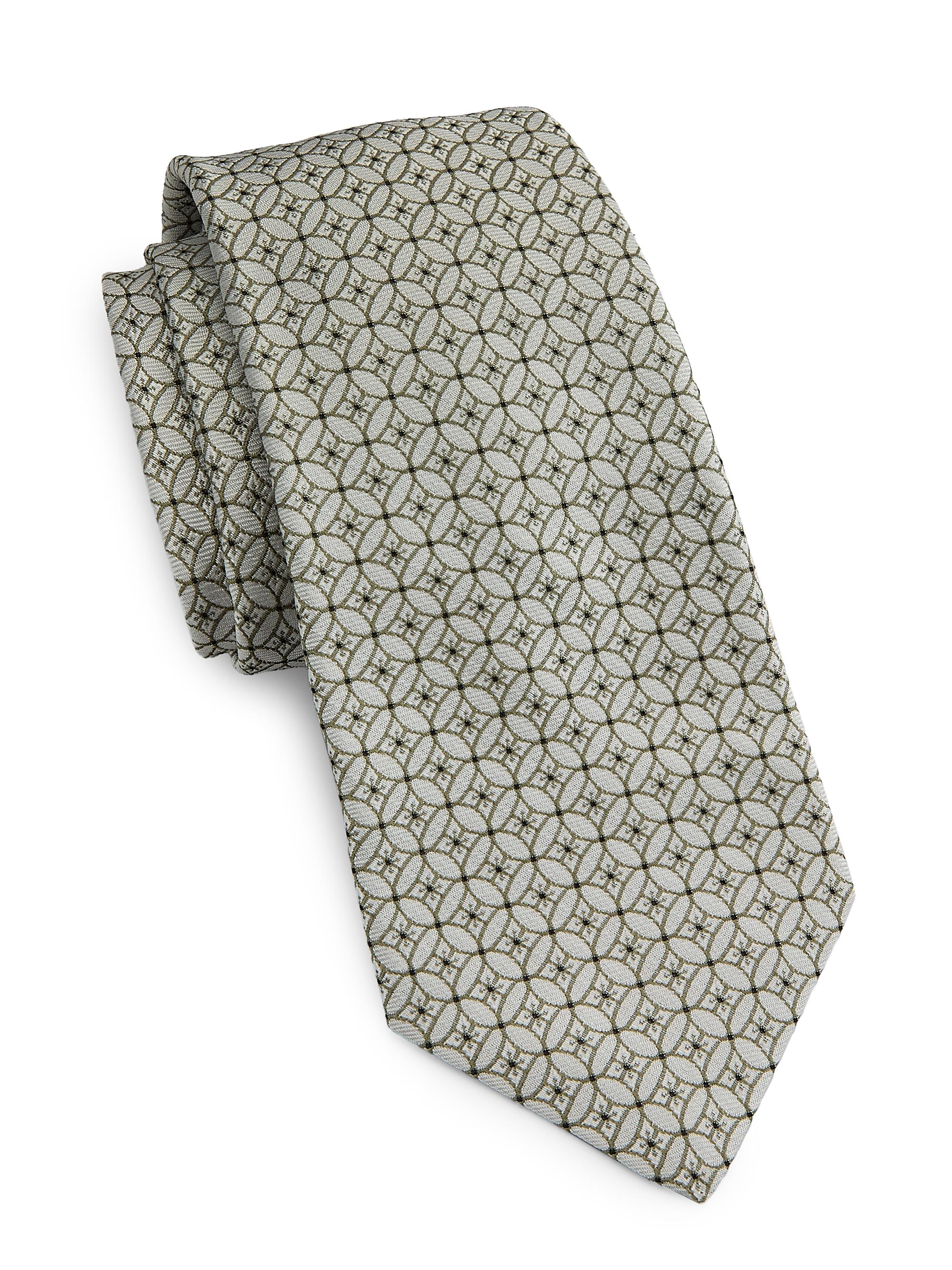 Kiton Men's Interlocking Circles Silk Tie - Tan