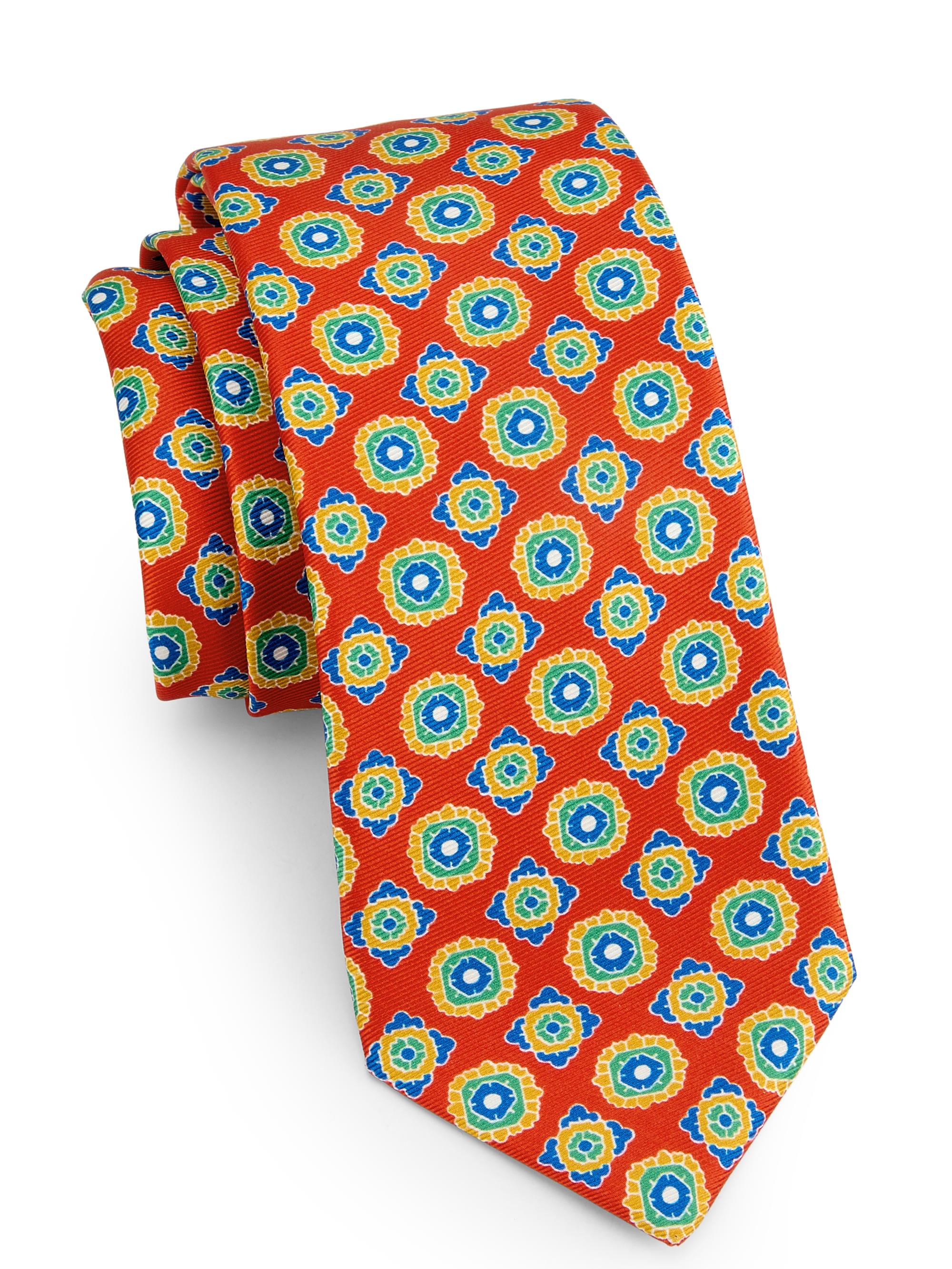 Kiton Men's Medallion-Print Silk Tie - Red
