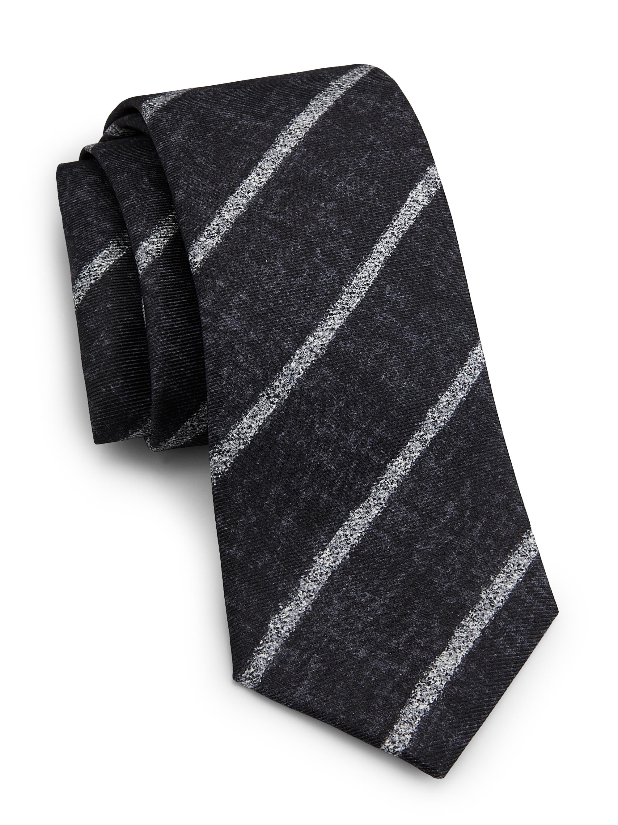 Kiton Men's Melange Stripe Silk Tie - Black Stripe