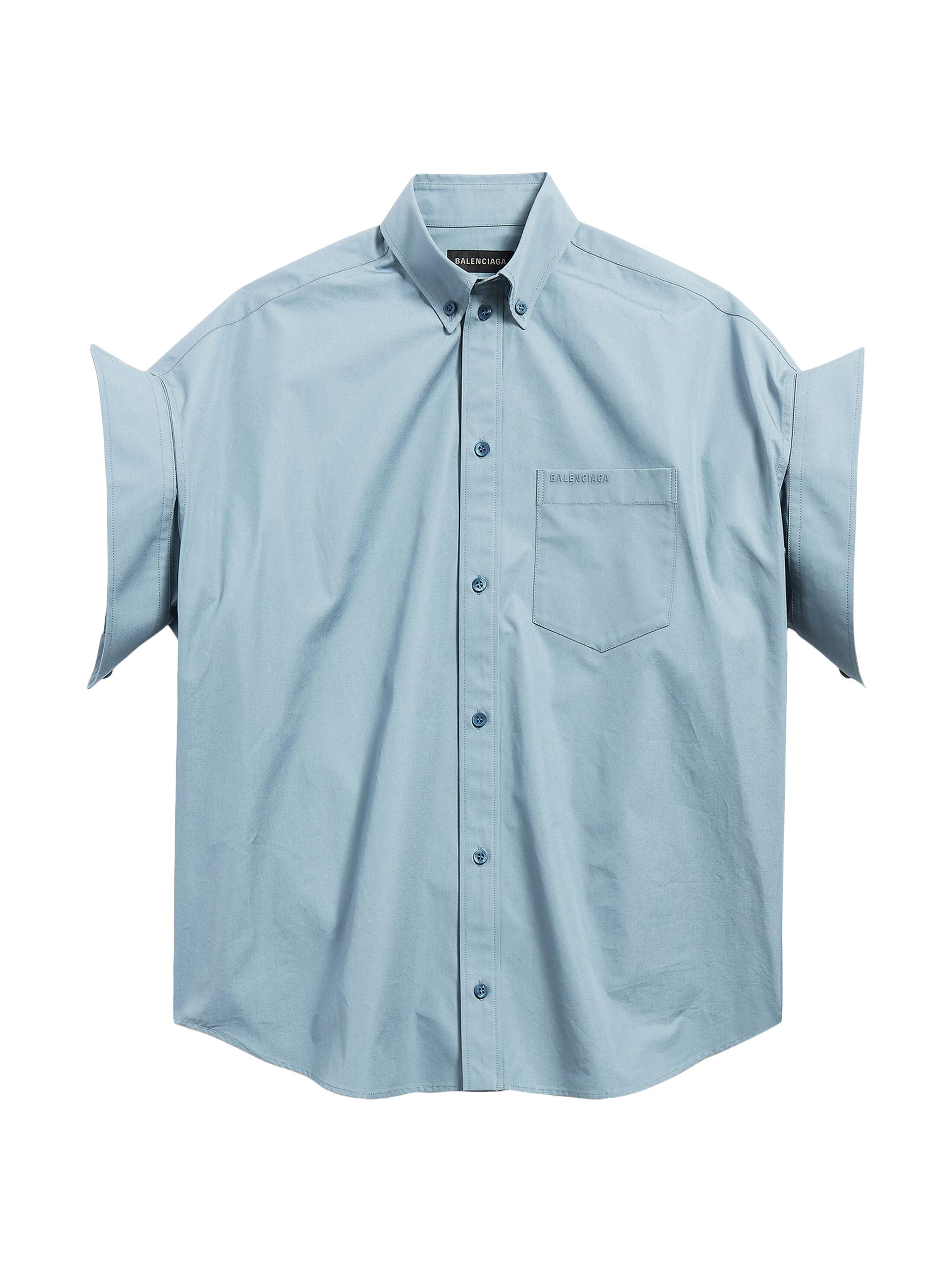 Balenciaga Women's Tucked Sleeve Shirt - Grey Blue