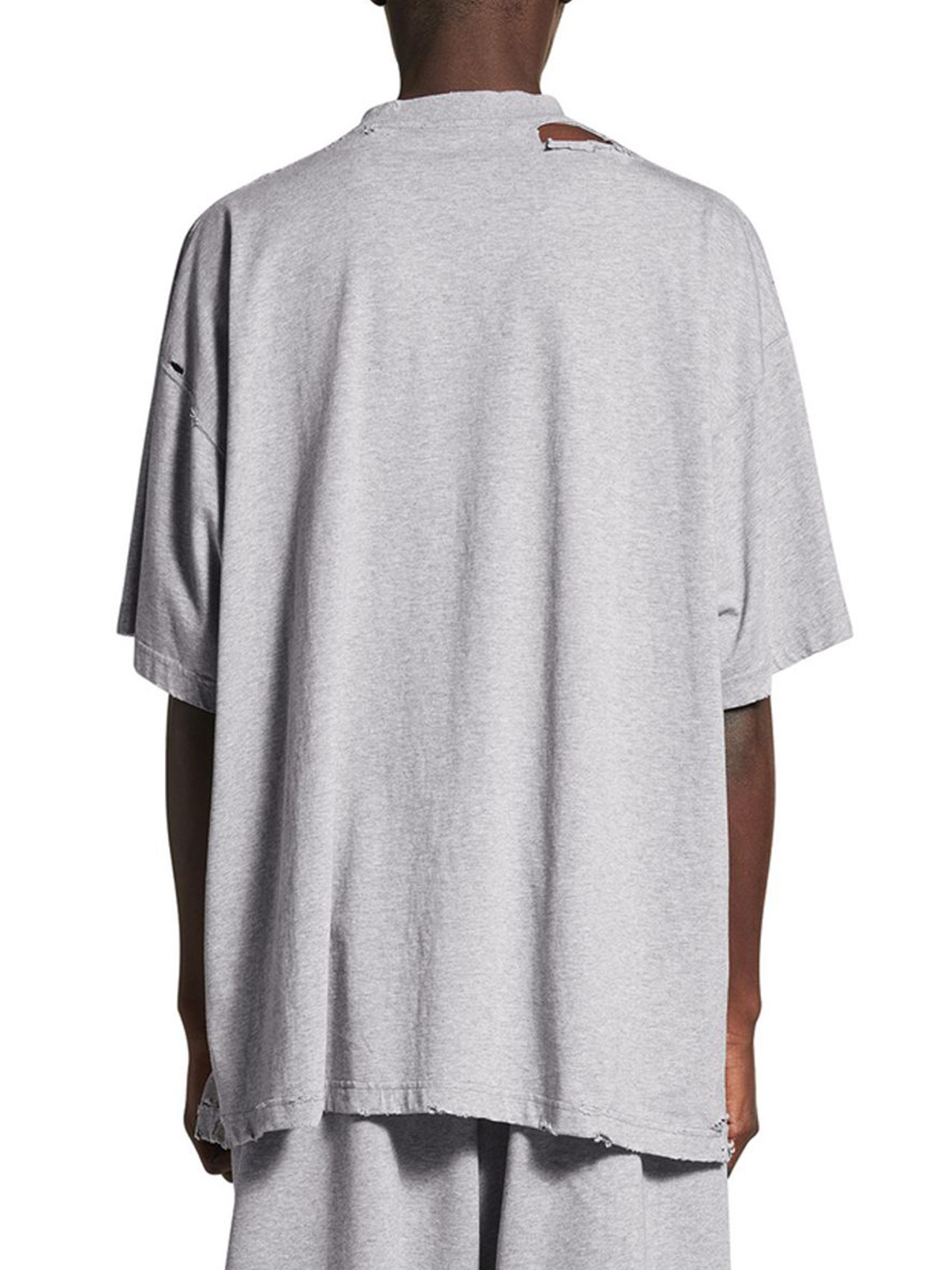 【激安】BALENCIAGA OffShoreShirt/Oversized/S Balenciaga Men's Offshore Vintage T-Shirt in White/Green Balenciaga