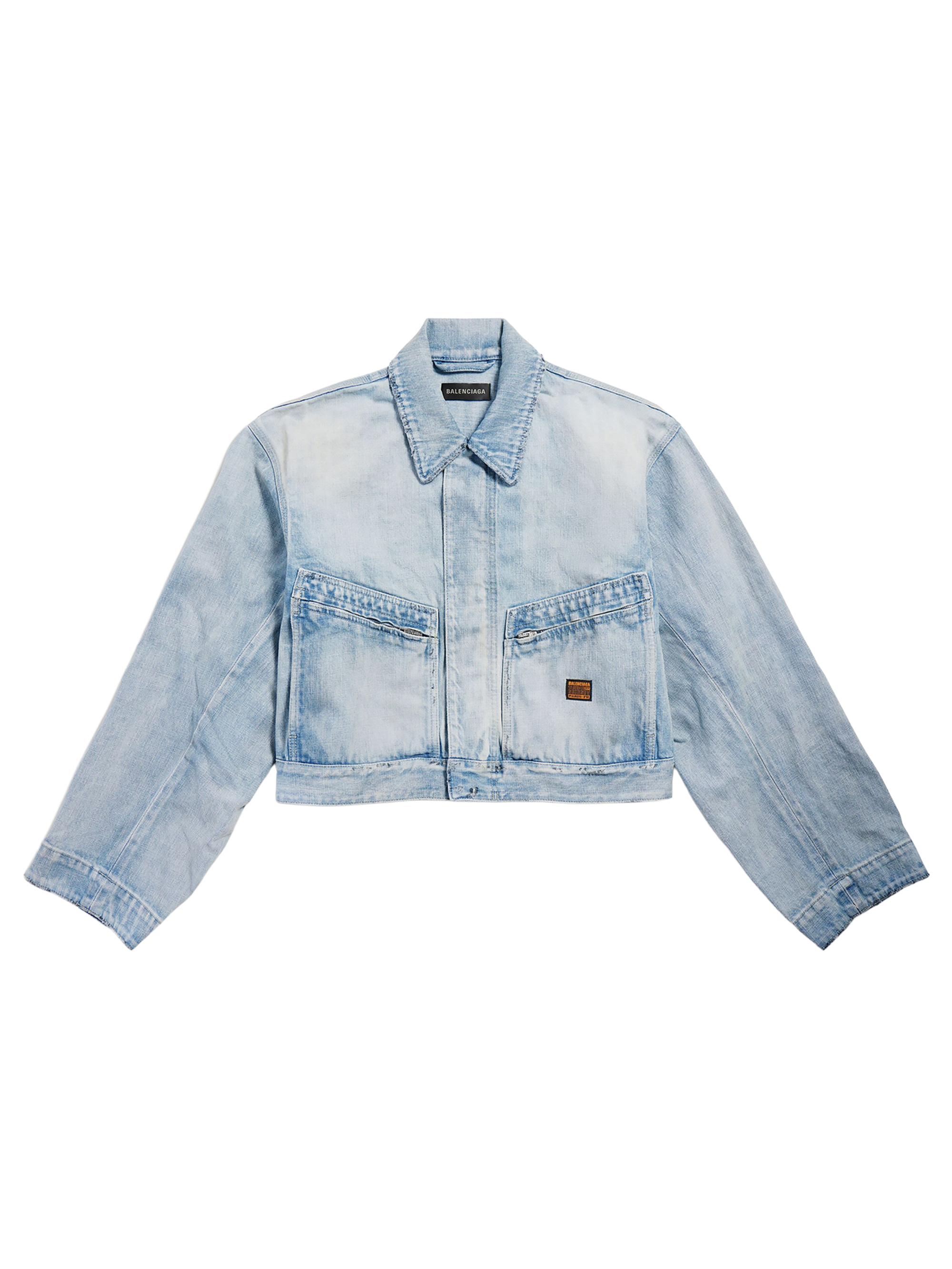 Balenciaga Women's Cropped Workwear Jacket - Light Blue