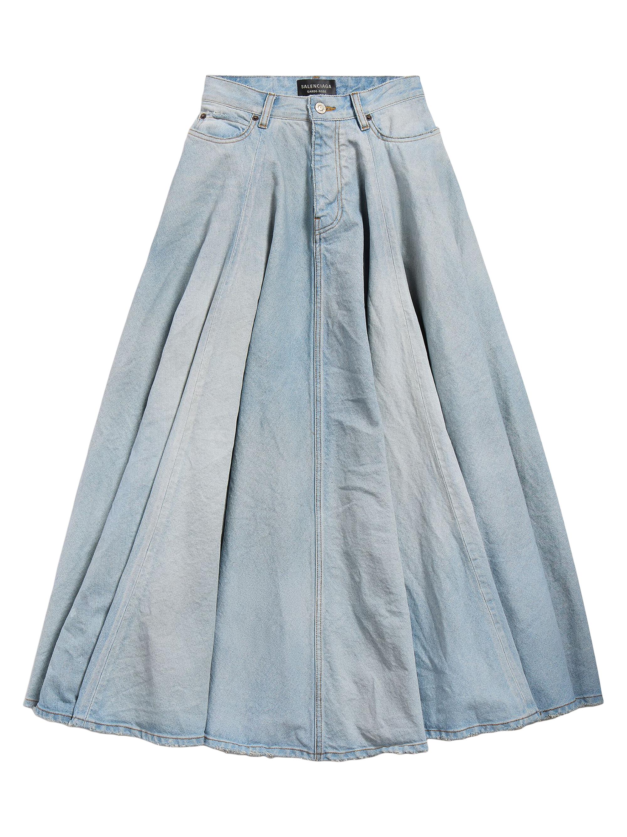 Balenciaga Women's Godet Maxi Skirt - Dirty Light Blue
