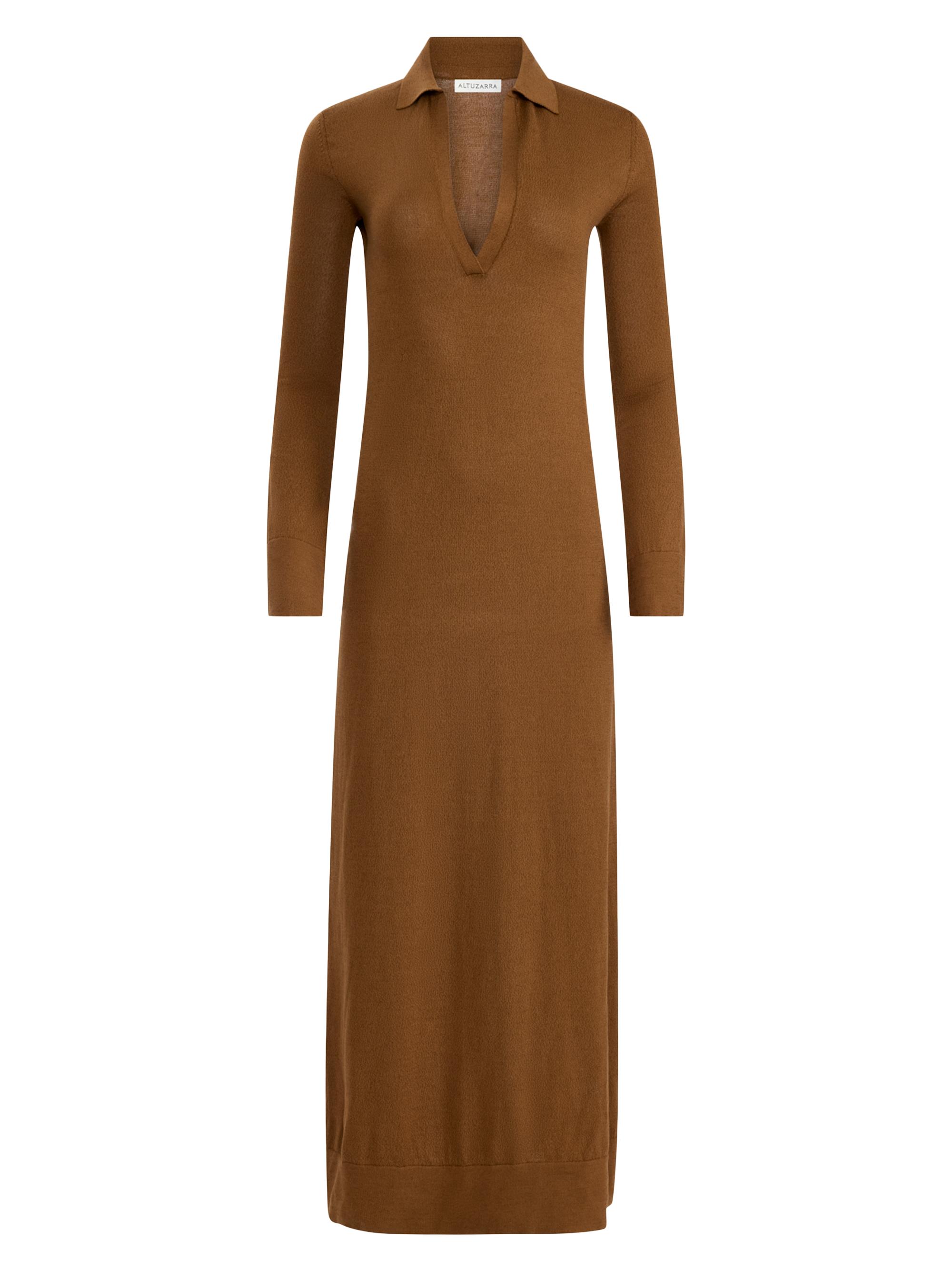 Altuzarra Women's Arp Cotton-Silk Long-Sleeve Maxi Dress - Toffee