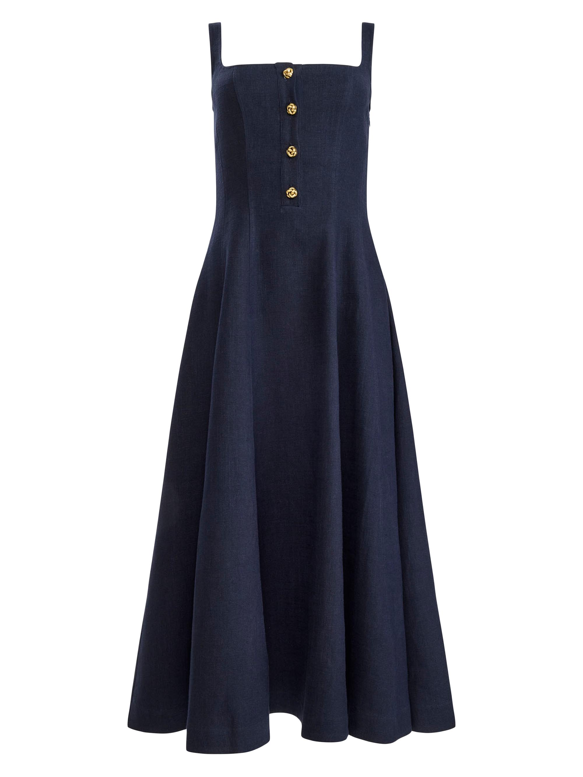 Altuzarra Women's Orrie Knotted Button Midi-Dress - Navy