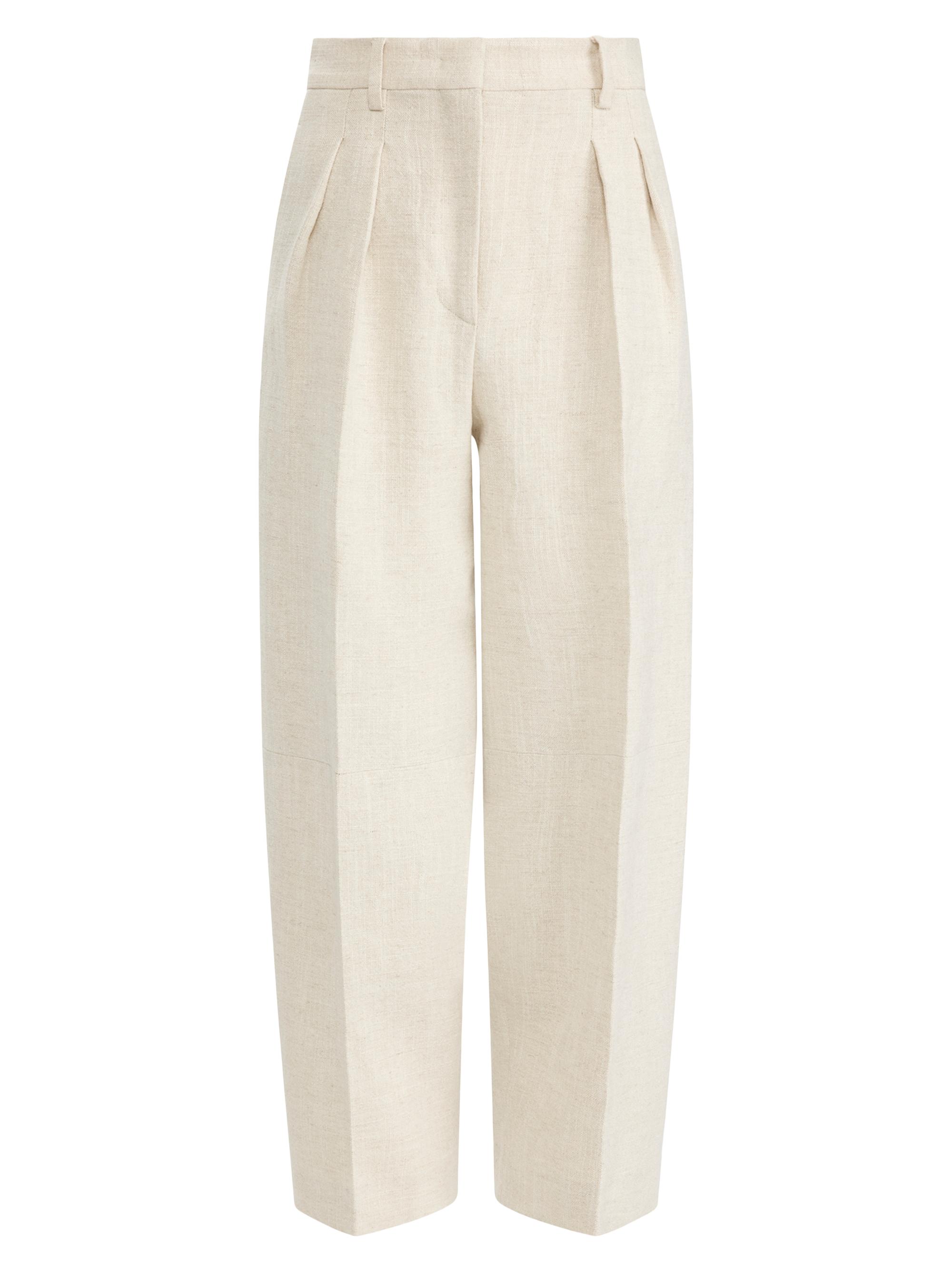 Altuzarra Women's Dash Pleated Linen-Blend Pants - Mortar Melange
