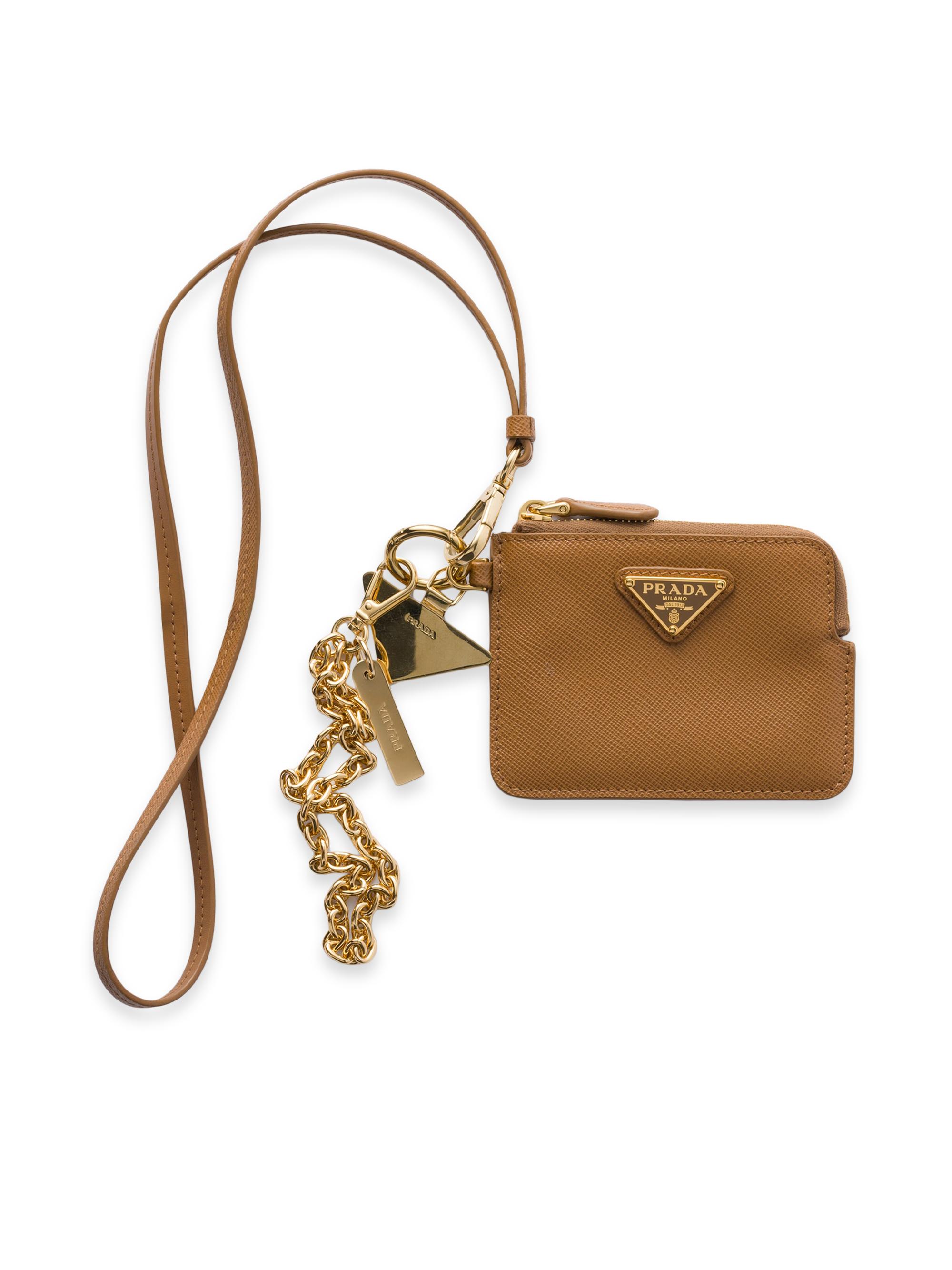 Prada Card Holder with Leather Shoulder Strap | Saks Fifth Avenue