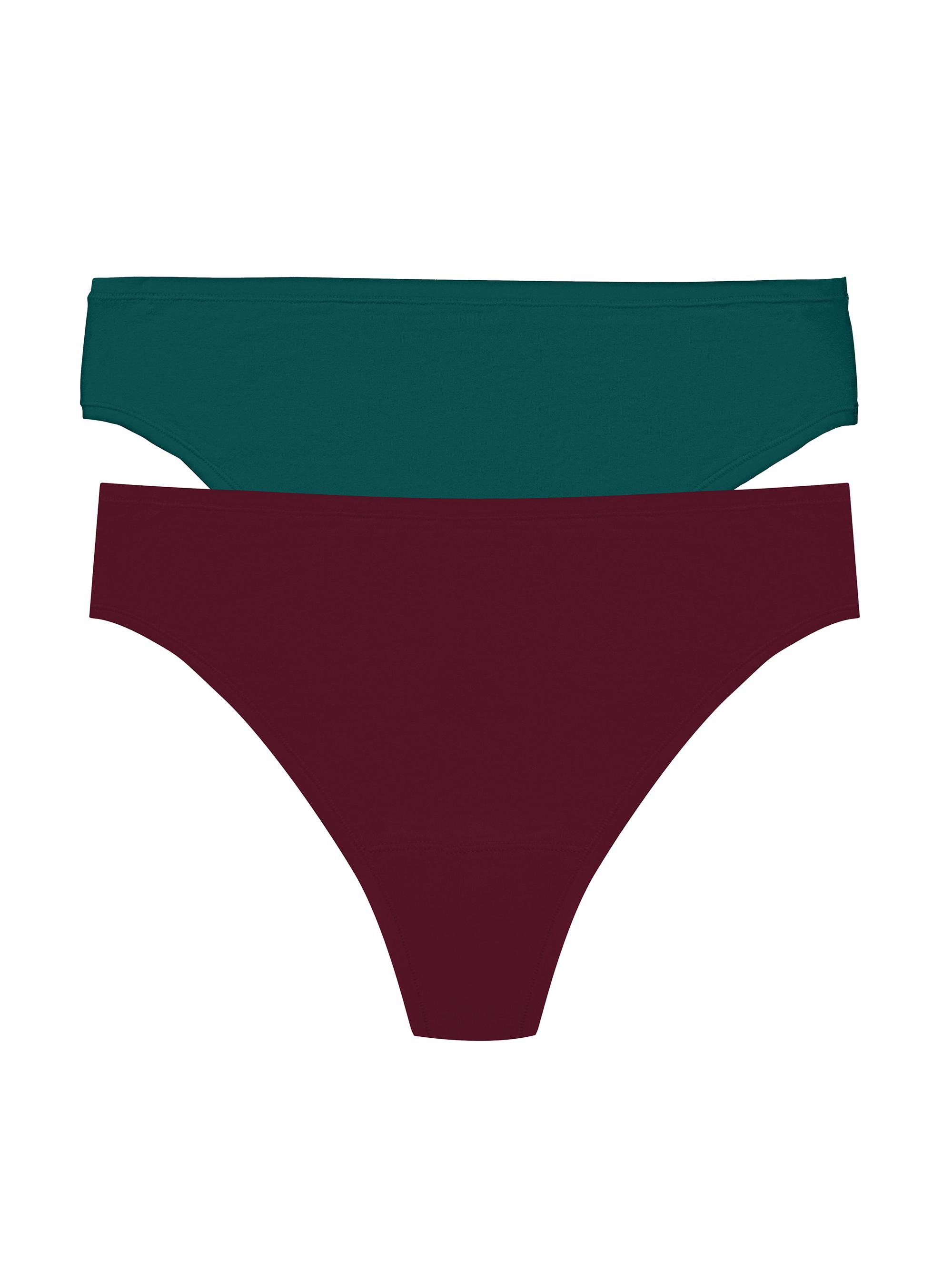 Natori Women's Bliss Bare Cotton Thong 2-Pack - Elm Royal Fig