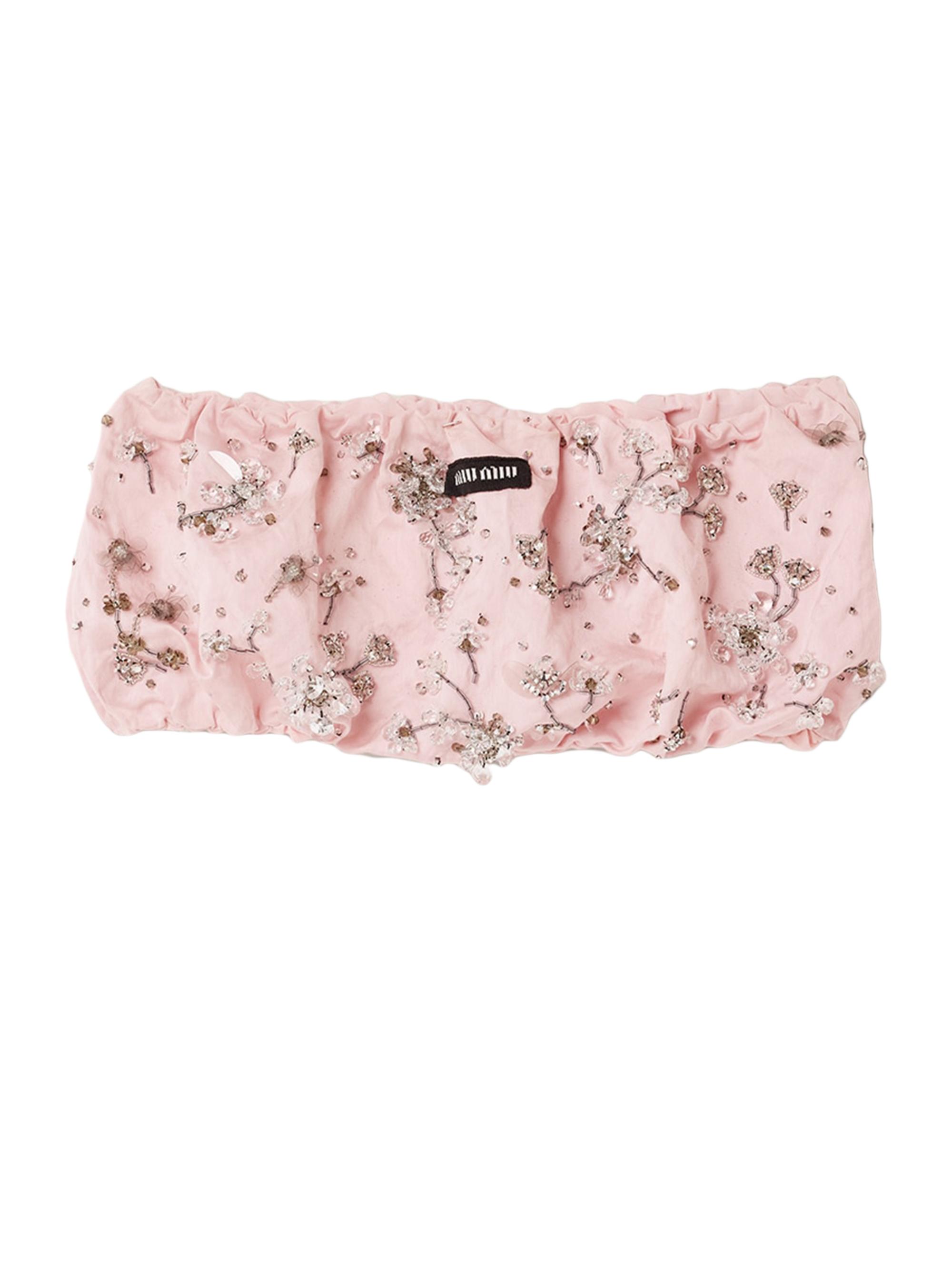 Miu Miu Women's Embroidered Duchesse Bandeau Top - Pink